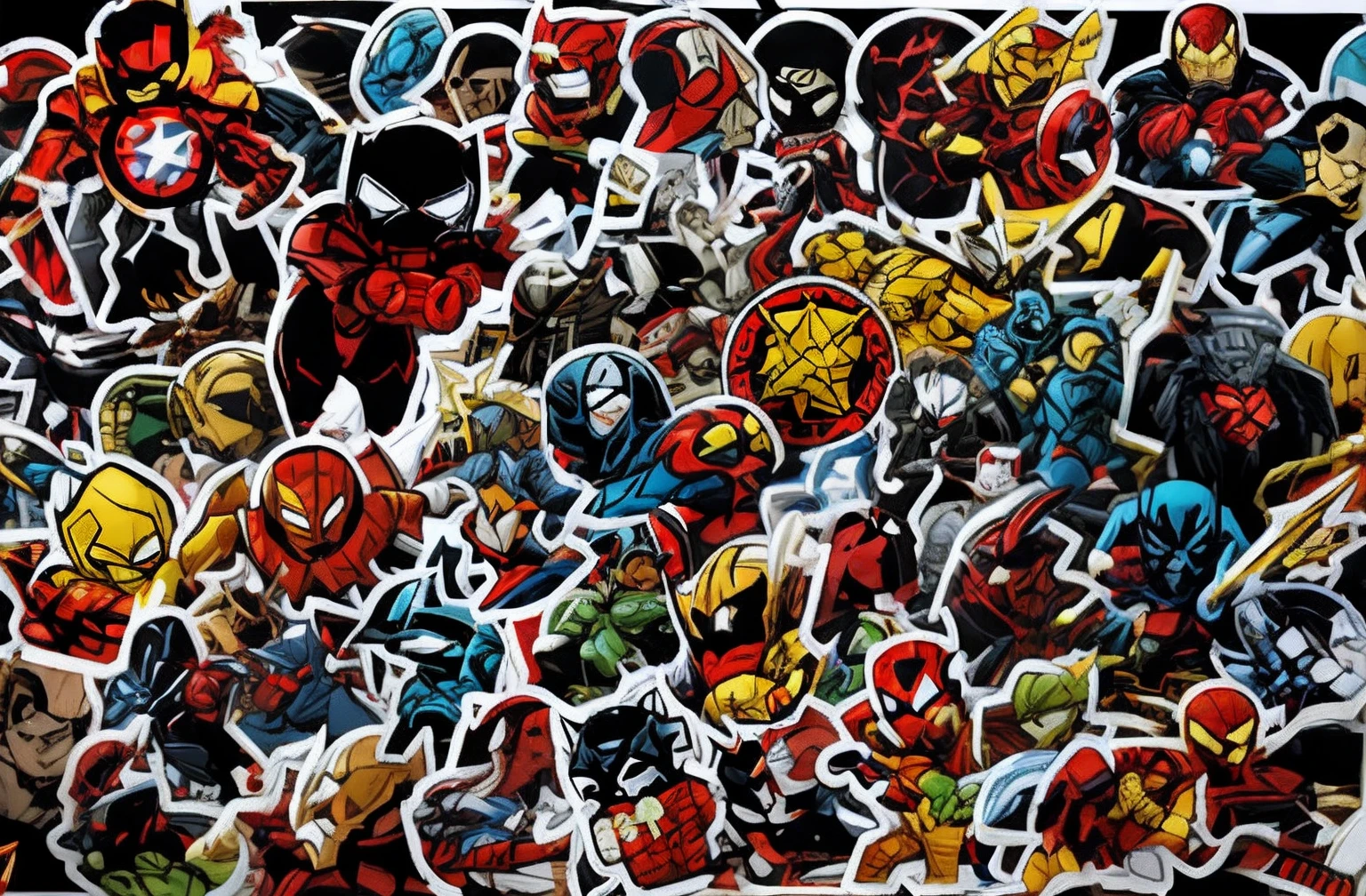 a close up of a bunch of stickers of various concept characters, marvel superhero, chaos marvel comics h 6 4 0, marvel character, marvel comic book characters, marvel comic style, stickers, marvel marvel marvel, marvel comics, marvel style, marvel universe, marvel comics style, marvel comic, sticker art, sticker - art, in style of marvel comics, in style of marvel