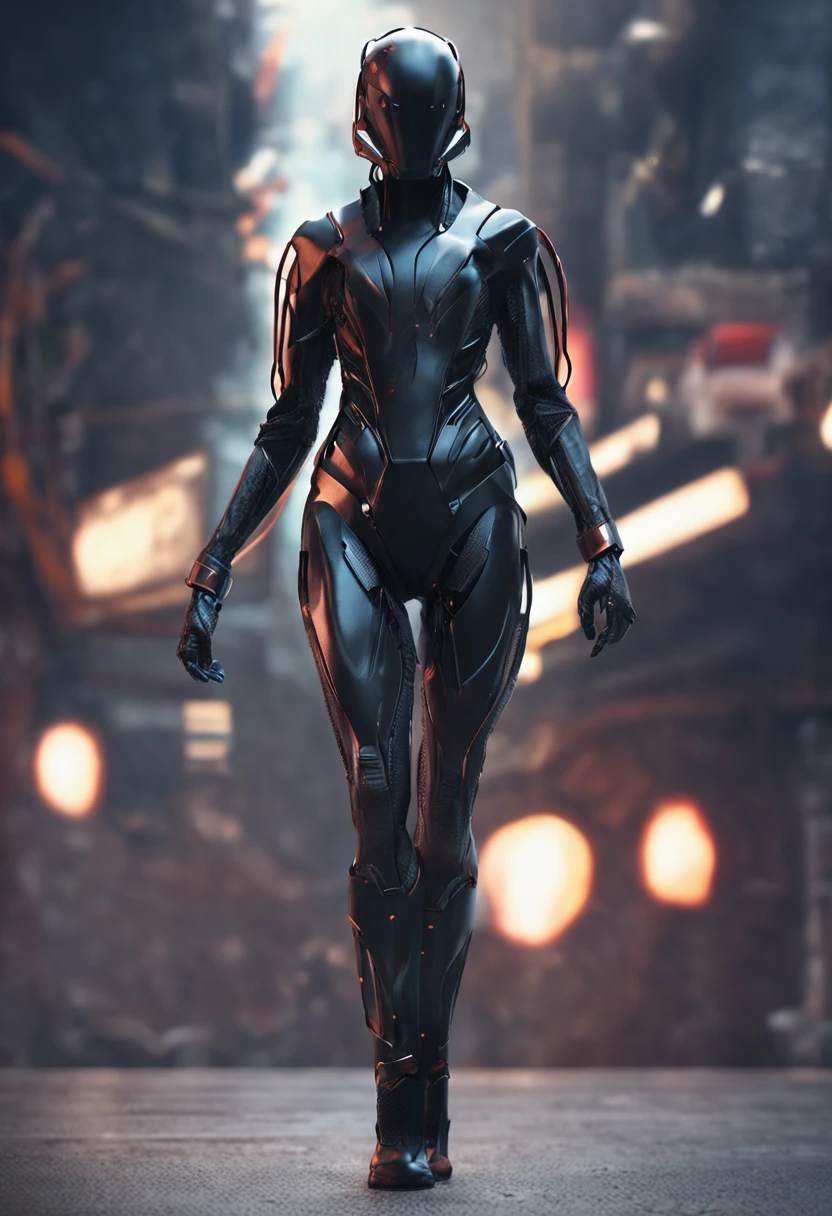 Futuristic black scorpion suit, woman, futuristic thing on it, full body and face, trending on artstation, highly detailed, by WLOP, sharp focus, studio photo, intricate details, beautiful lighting