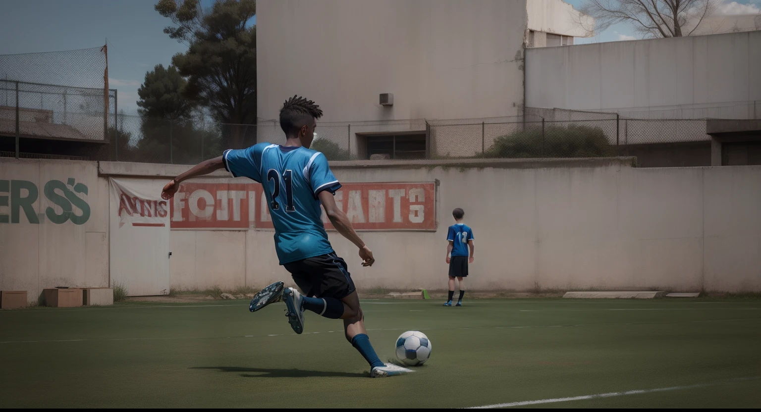 Change background football court realistic boy hd real