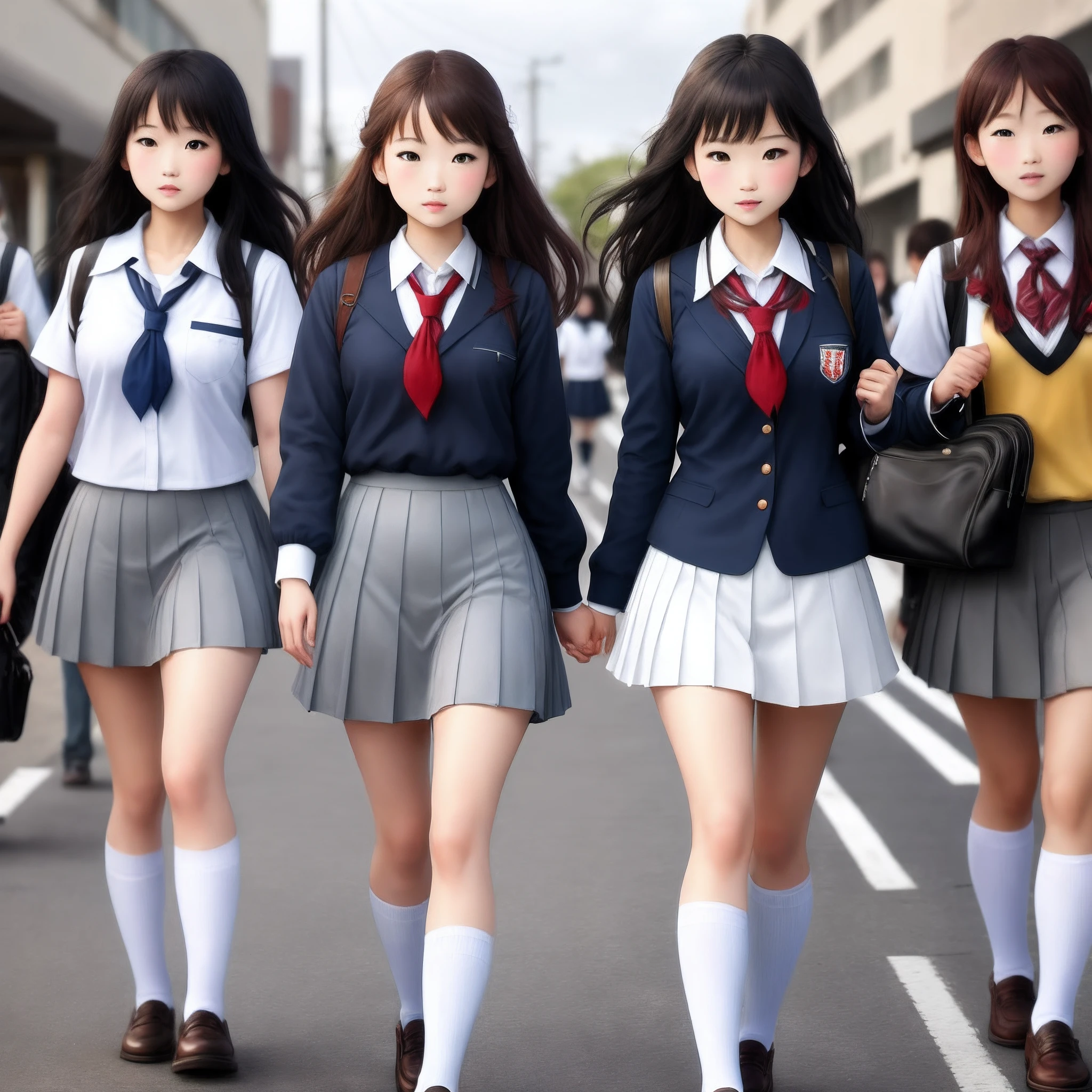 white colors,schoolgirls,
