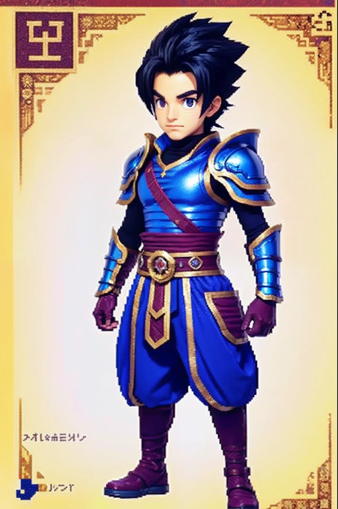 pixel game《dragon quest》，Game character design，（cavalier：1.4），Heavy armor，16-bit pixels