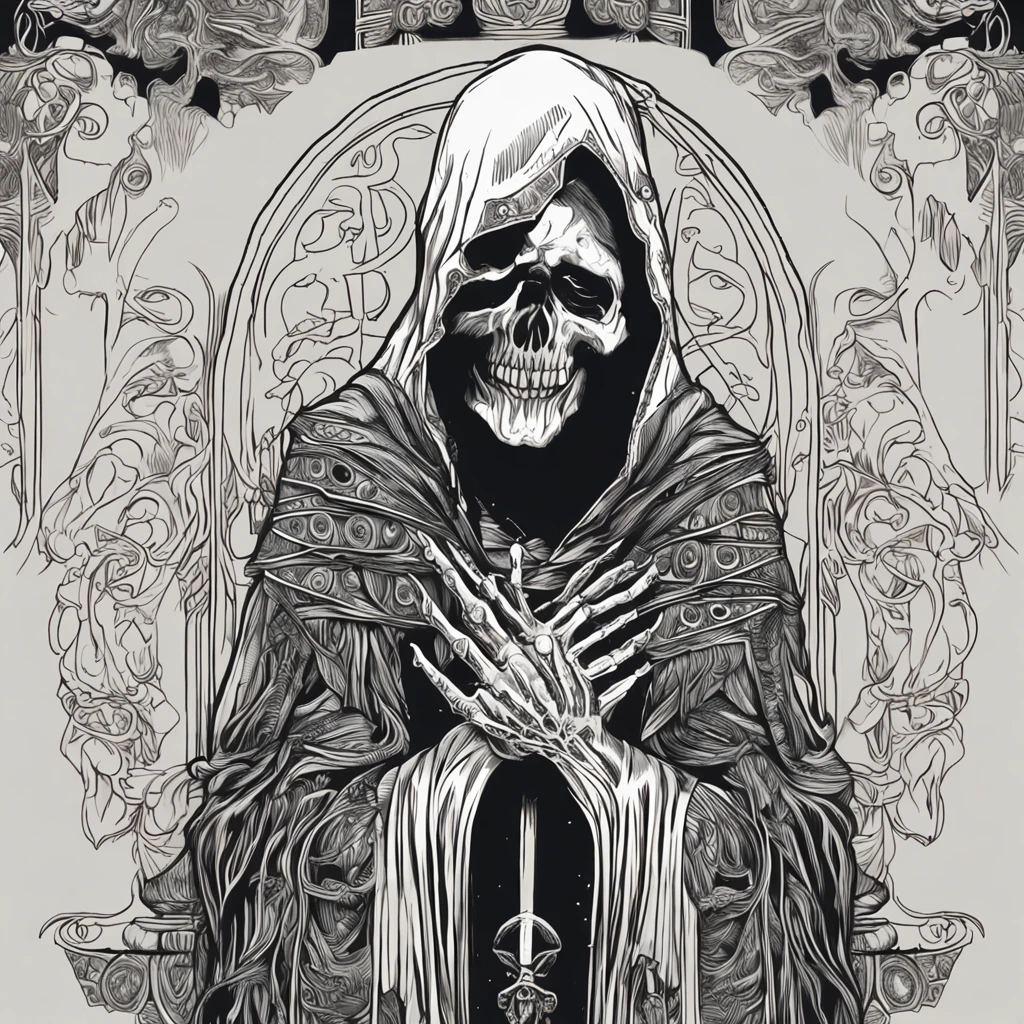 Era uma vez, em um reino sombrio e misterioso, onde as almas perdidas vagavam sem descanso, there was a fearsome being known as the Dark Reaper. Este ser era um deus masculino da morte, um esqueleto coberto por um capuz negro que ocultava sua face, exceto por sua assustadora caveira.
The Grim Reaper was known for his ability to manipulate the forces of death. He possessed a powerful artifact called the Portrait of the Old Necromancer, que lhe conferia a capacidade de controlar os mortos-vivos e dominar as almas errantes. With her black dress and flowing robe, ele percorria o reino, trazendo o medo e o pavor por onde passava.