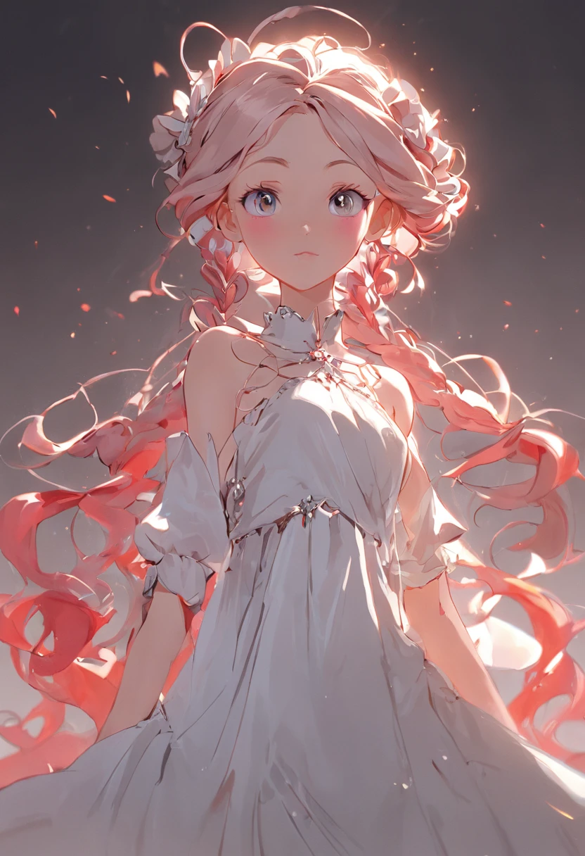 Caricatura detallada, Young white princess sisters with hair braids and crimson eyes, piel blanca de porcelana, Cuerpo completo con vestido  de princesa, Personaje de dibujos animados, 8k, alta calidad, High resolution, 4k, Disco duro, (Well-designed body), Amazing body, (Super detailed), Hermosos ojos, dibujos animados