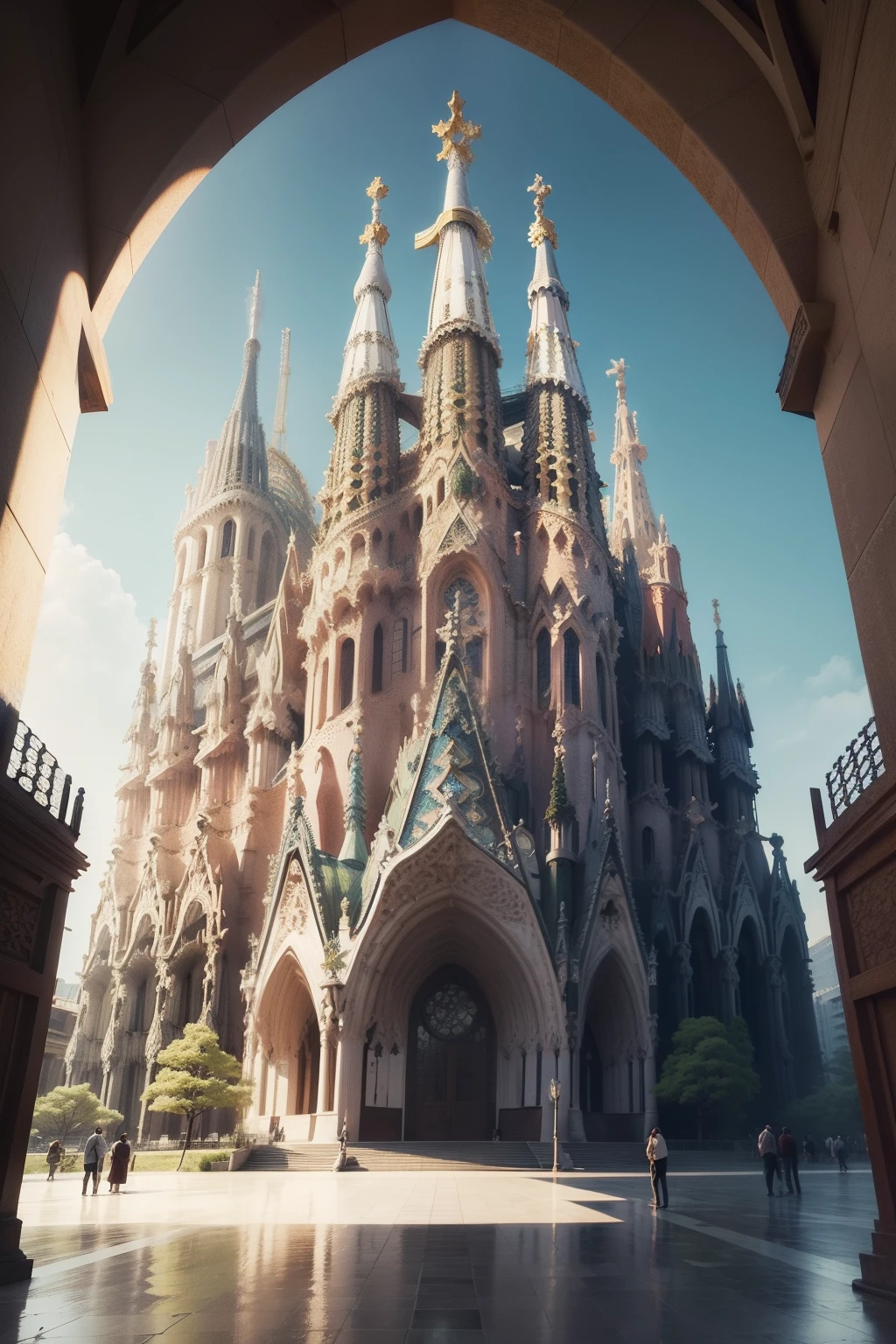 Artistic modern architecture with the Sagrada Familia in Japanese style