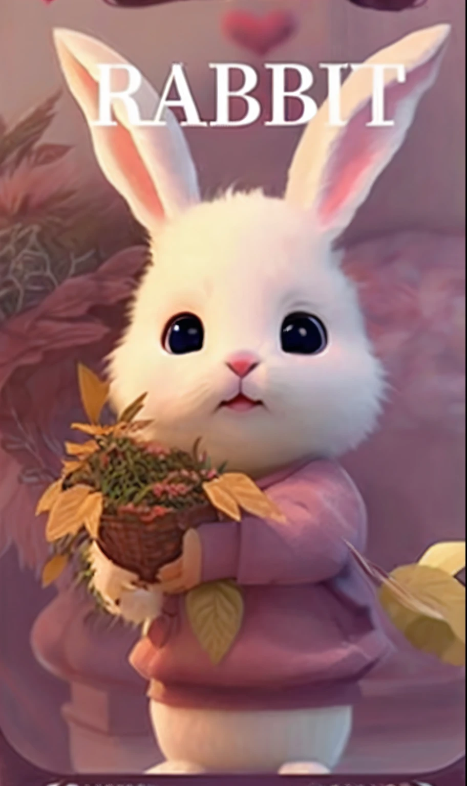 Close-up of a rabbit holding a basket of flowers, cute anthropomorphic bunny, lovely digital painting, adorable digital art, Cute detailed digital art, Rabbit_Bunny, cute animal, anthropomorphic rabbit, ultrarealistic sweet bunny girl, cute cute, 🍂 Cute, edgBunny_Character, cute forest creature, Bunny Girl, Ruan cute vtuber,Character design for Mark Raden and Pixar and Hayao Miyazaki