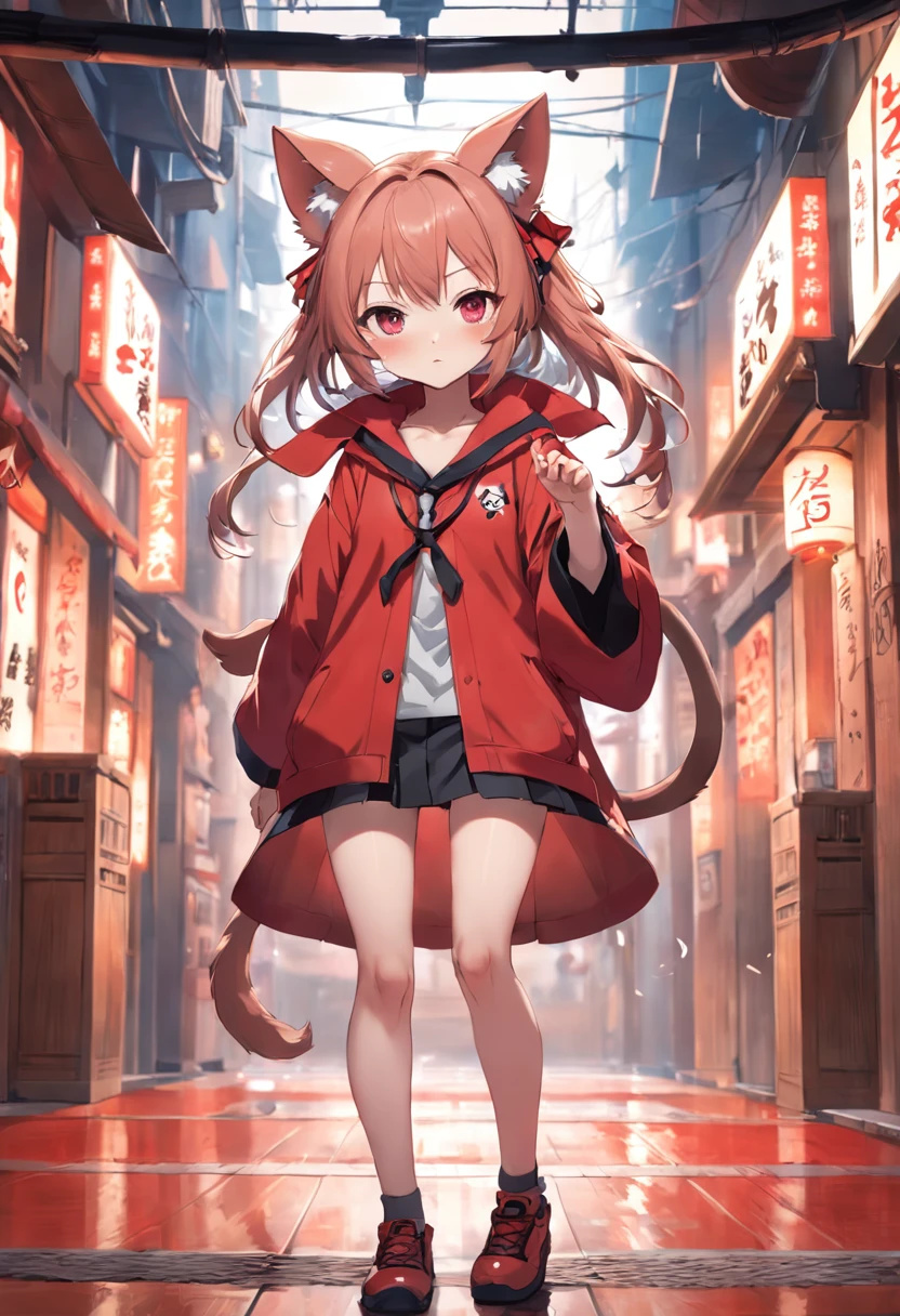 Girl with mouse ears in tatami room，Anime girl in a red coat, Cat-eared girl around，anime style 4 k, kawacy, Anime girl with cat ears, anime catgirl, Anime art wallpaper 8k, beautiful anime catgirl, cute anime catgirl, badass anime 8 K, anime art wallpaper 4k, anime art wallpaper 4k, 4k anime wallpaper, guweiz， (8K, Raw photography, top-quality, ​masterpiece:1.2), (realisitic, Photorealsitic:1.37), ultra-detailliert, 1 rapariga, 独奏, cute little,