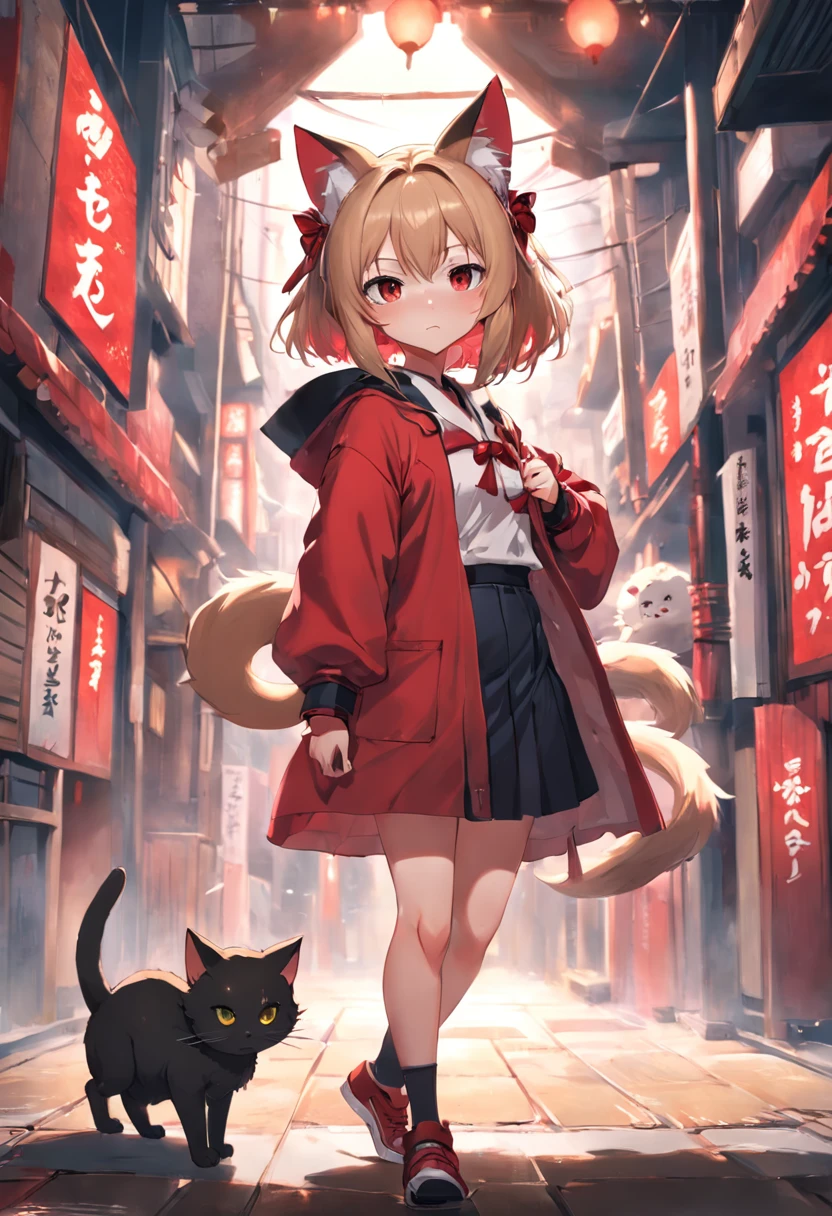 Girl with mouse ears in tatami room,Anime girl in a red coat, Cat-eared girl around,anime style 4 k, kawacy, Anime girl with cat ears, anime catgirl, Anime art wallpaper 8k, beautiful anime catgirl, cute anime catgirl, badass anime 8 K, anime art wallpaper 4k, anime art wallpaper 4k, 4k anime wallpaper, guweiz, (8K, Raw photography, top-quality, masterpiece:1.2), (realisitic, Photorealsitic:1.37), ultra-detailliert, 1 rapariga, 独奏, cute little,