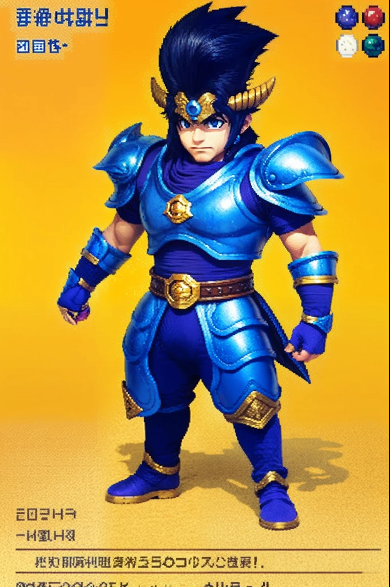 pixel game《dragon quest》,Game character design,(cavalier:1.4),Heavy armor,16-bit pixels