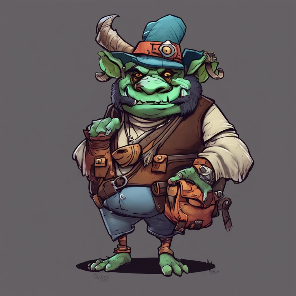 Cartoon illustration of a troll with a hat and a purse, Lowres, 2d illustration, 2d illustration, em estilo de arte de Hearthstone, Retrato de um Gnoll, archwizzard in a hat, 2d matte illustration, master splinter, estranho voidpunk fursona, 2d digital illustration, Gnoll, um pirata goblin