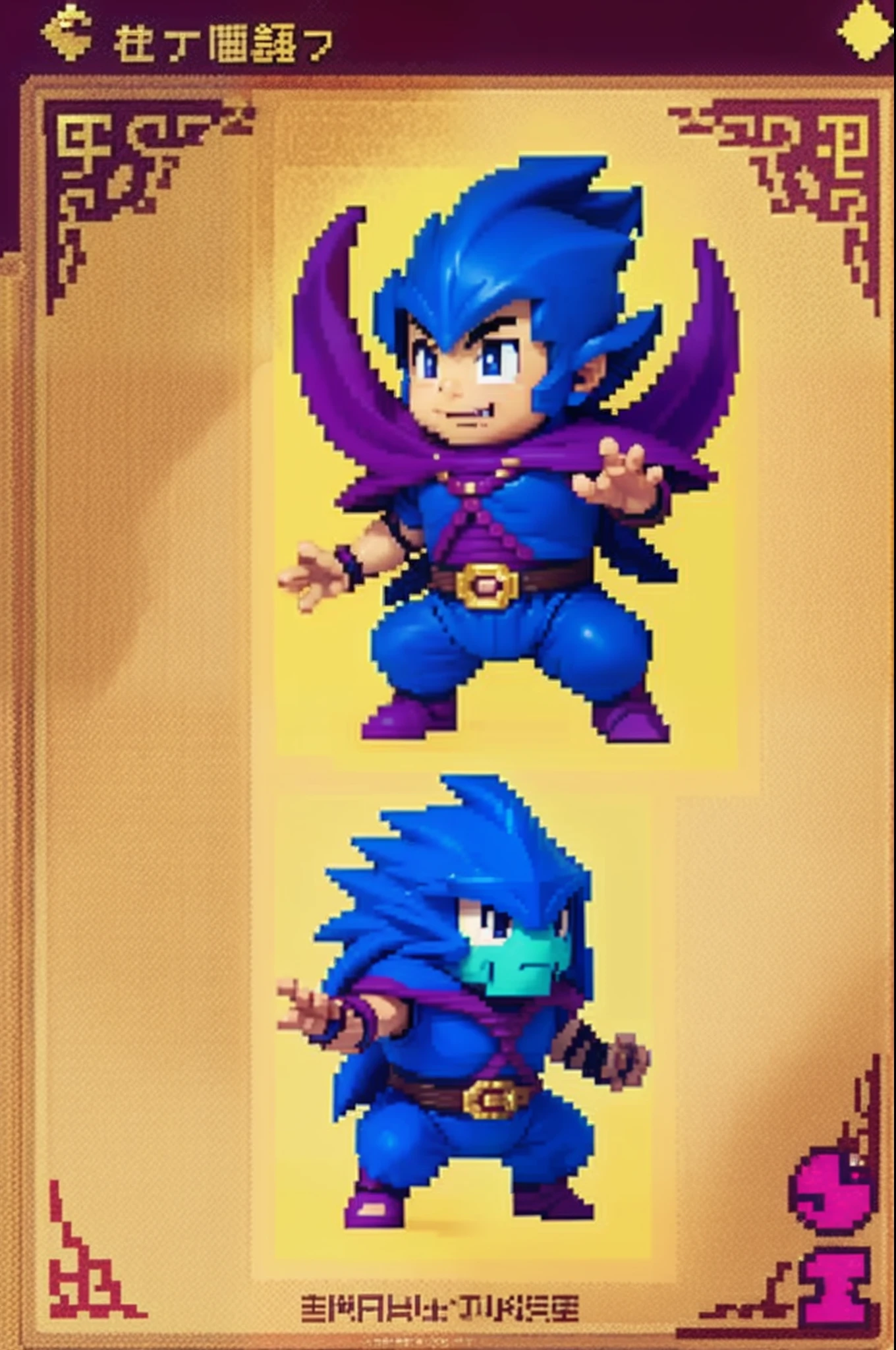 pixel game《dragon quest》，Game character design，（cavalier：1.4），Heavy armor，16-bit pixels