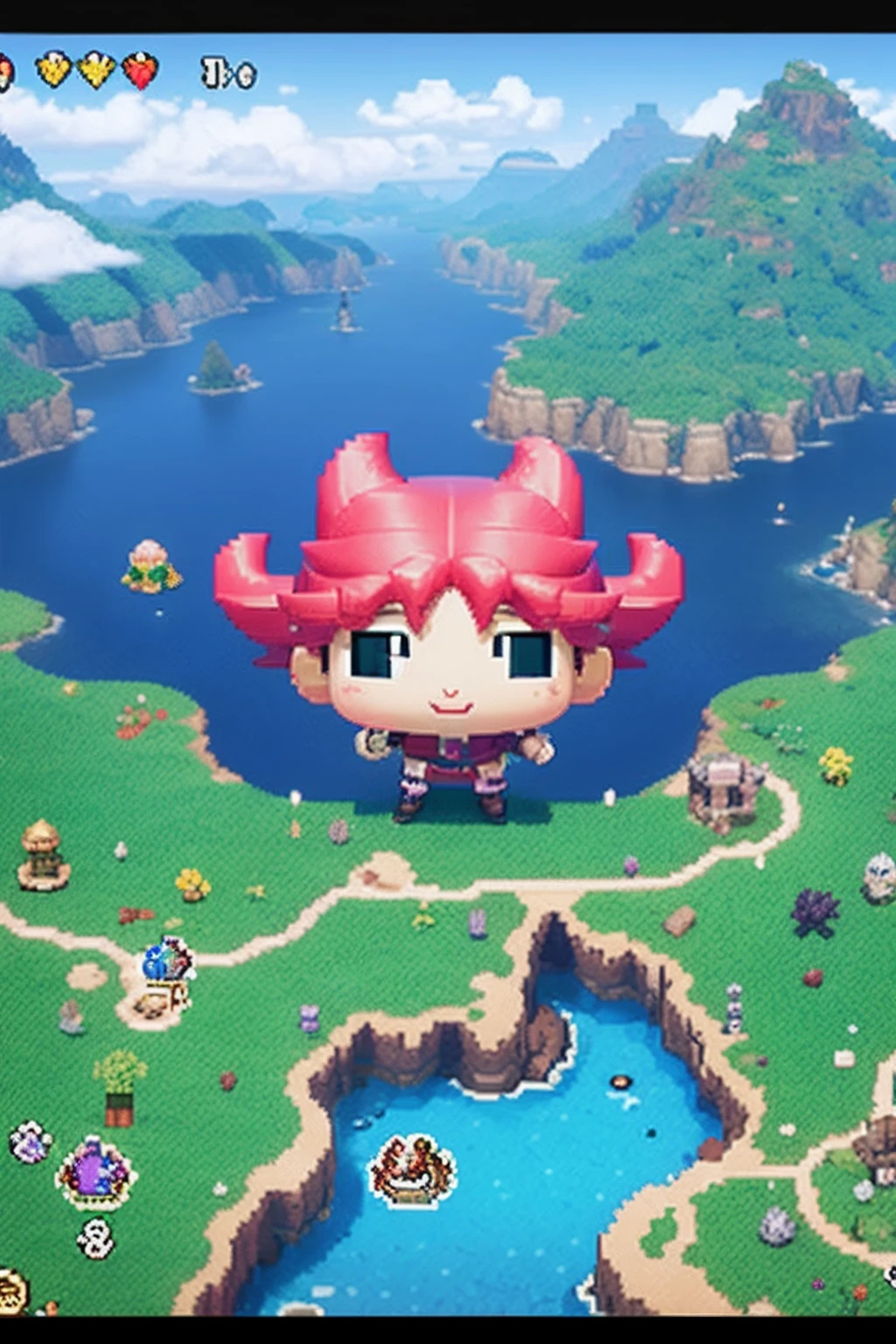 pixel game《dragon quest》,Game character design,(cavalier:1.4),Thick clouds,surrounded by cloud,16-bit pixel art