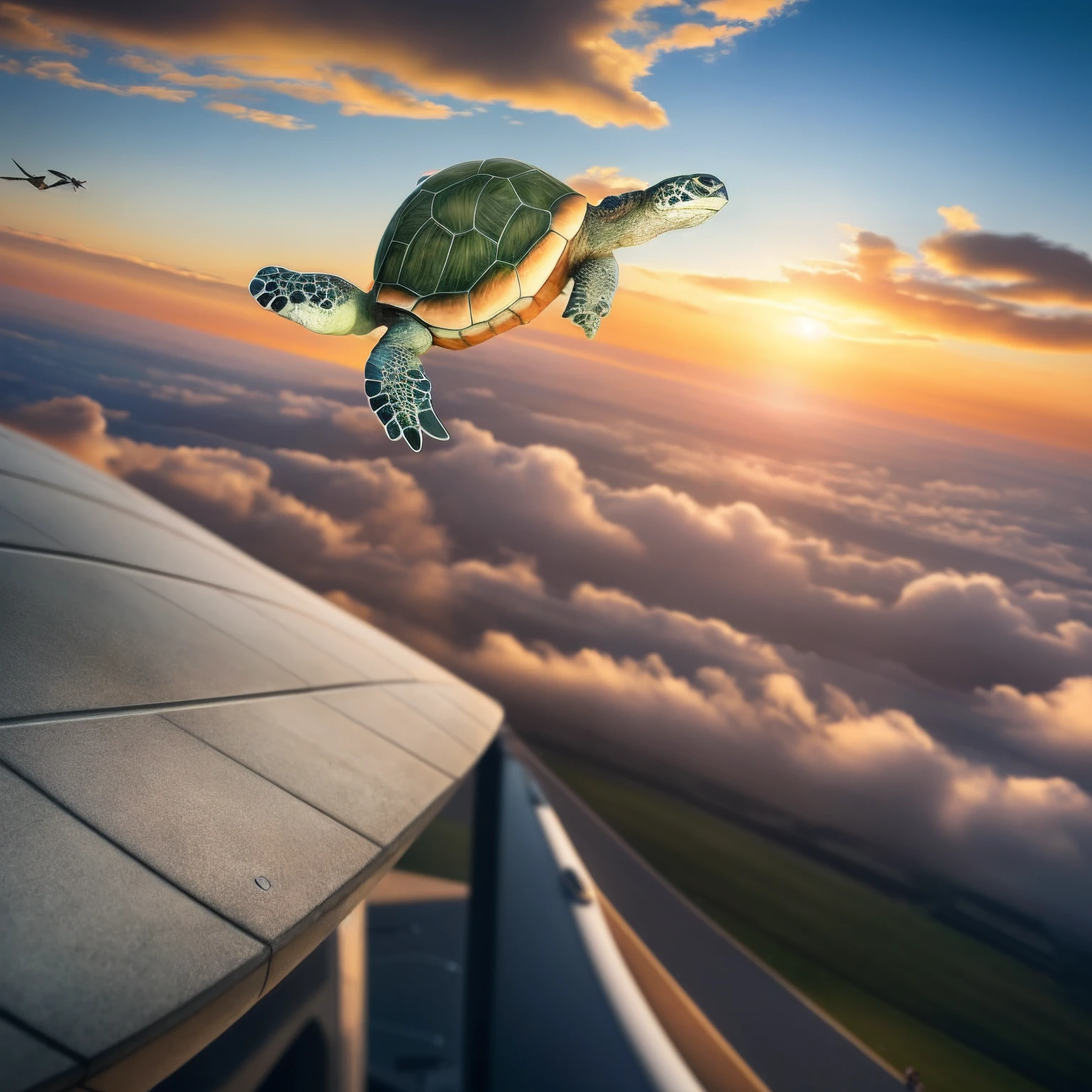 there is a turtle that is flying over a stadium, soaring through the sky, turtles all the way down, flying towards the camera, leaping towards viewer, award - winning shot, award-winning shot, flying through the air, award winning shot, photo taken with nikon d 7 5 0, photo taken with nikon d750, soaring above a dense city