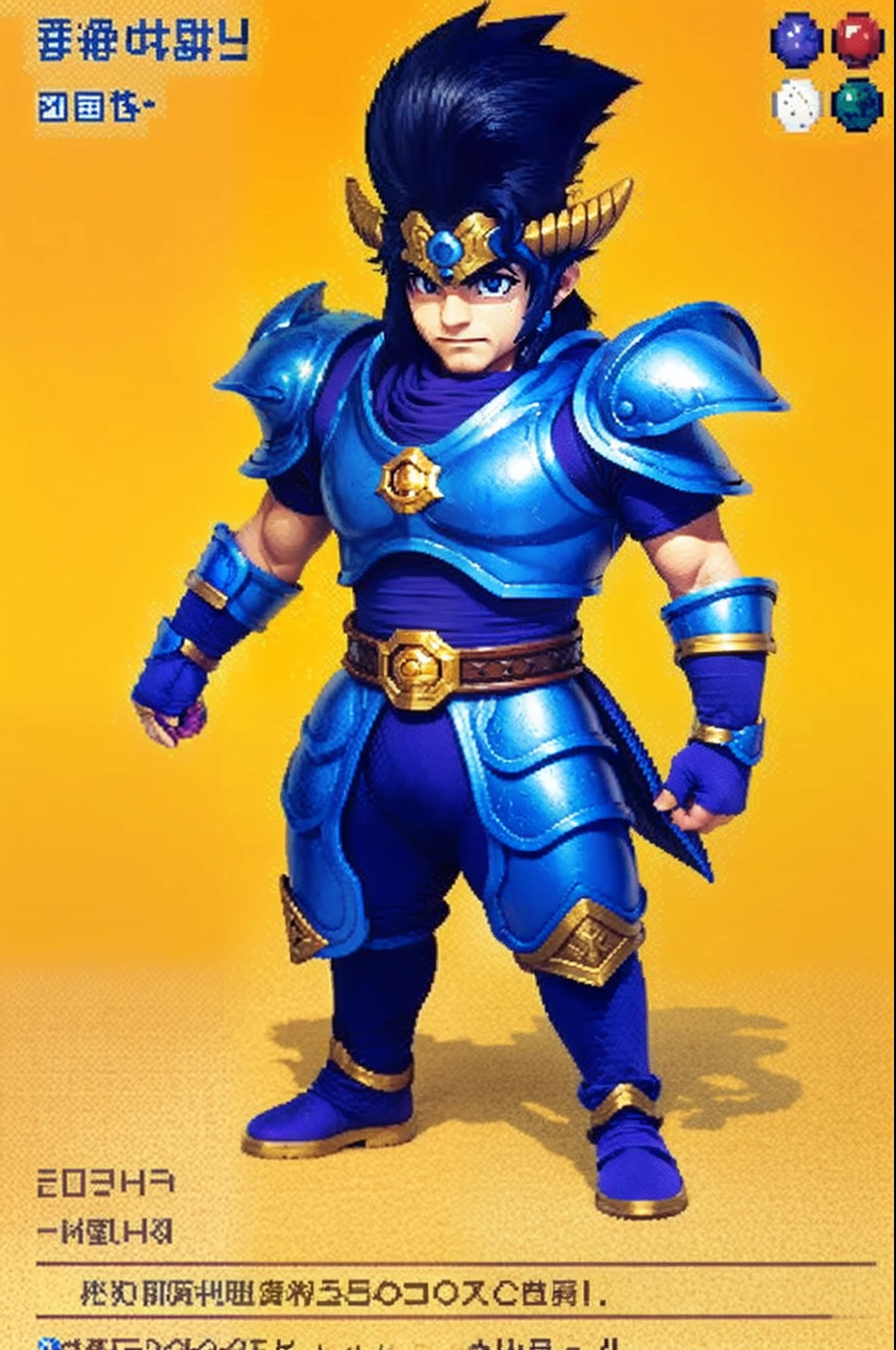 pixel game《dragon quest》,Game character design,(cavalier:1.4),Heavy armor,16-bit pixels