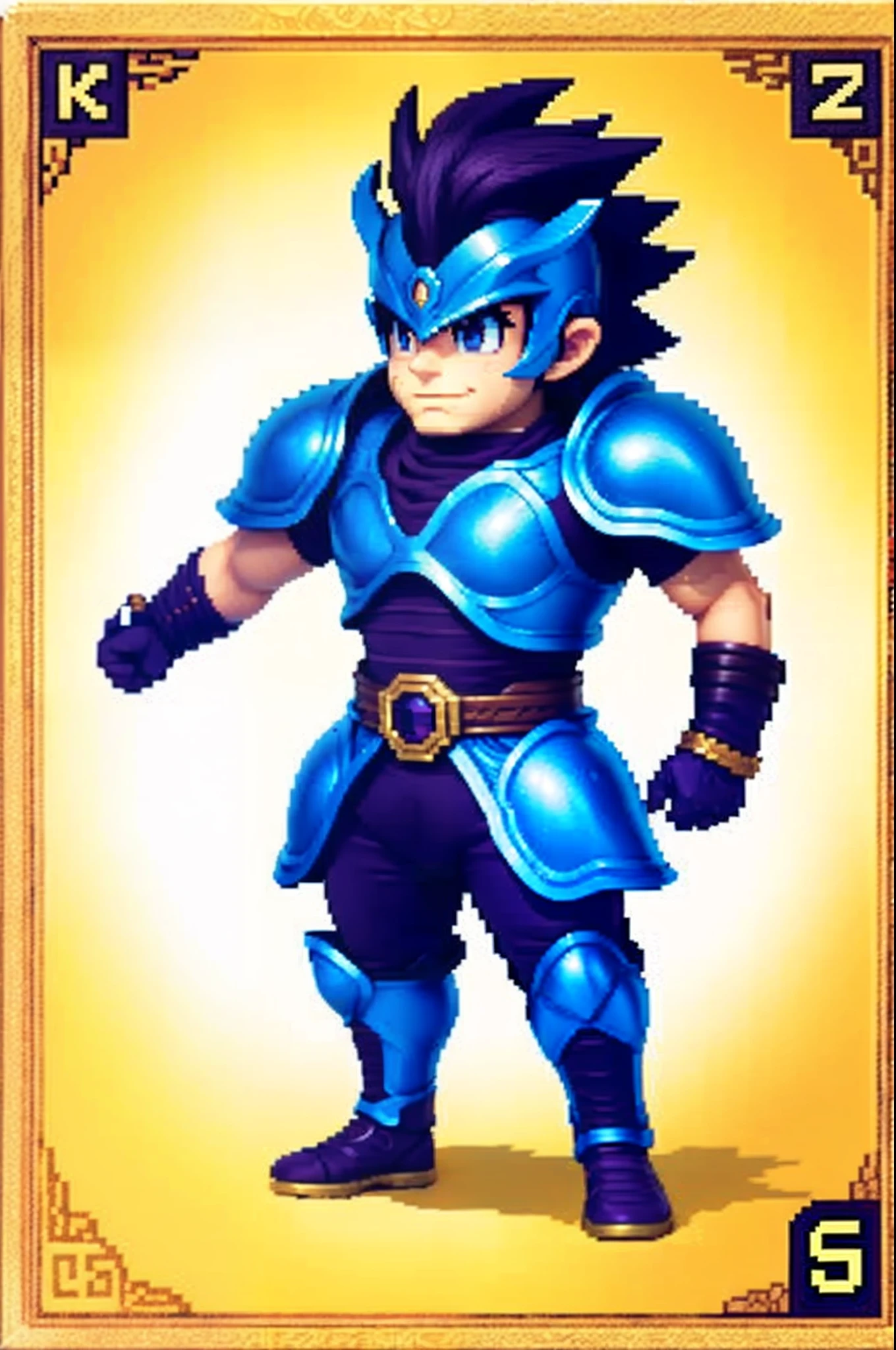 pixel game《dragon quest》，Game character design，（cavalier：1.4），Heavy armor，16-bit pixels