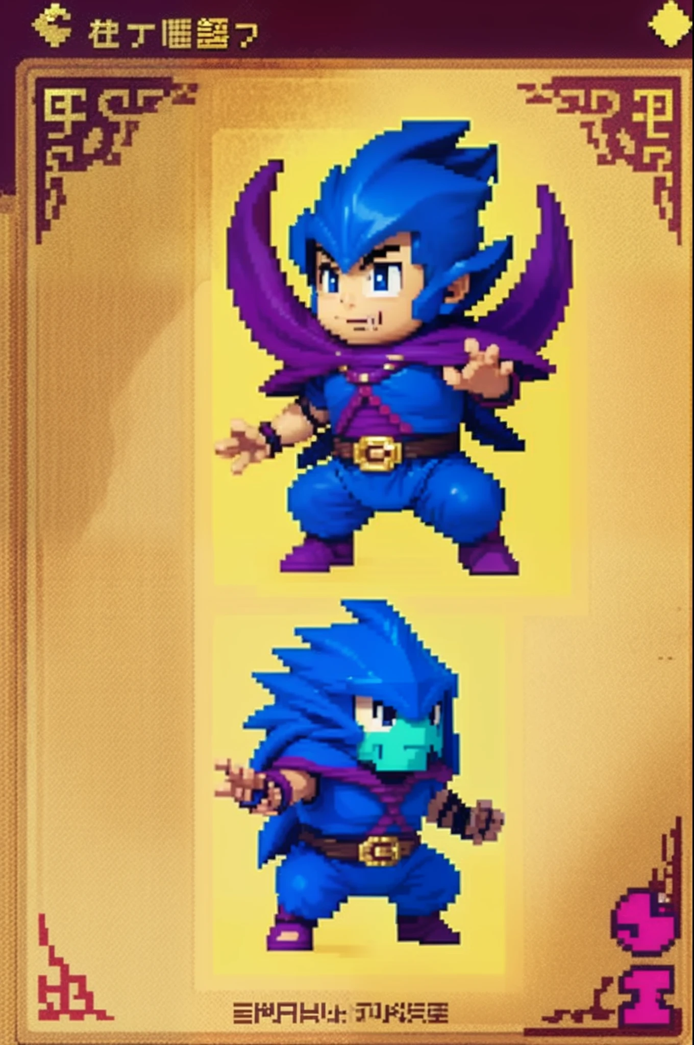 pixel game《dragon quest》，Game character design，（cavalier：1.4），Heavy armor，16-bit pixels