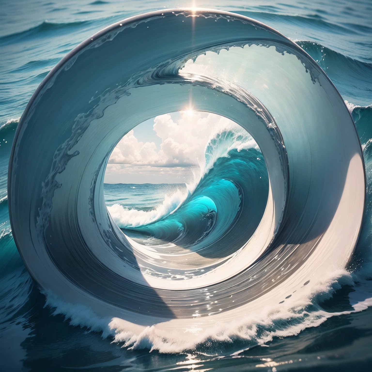 Water waves, ring shaped, masterpiece, best quality