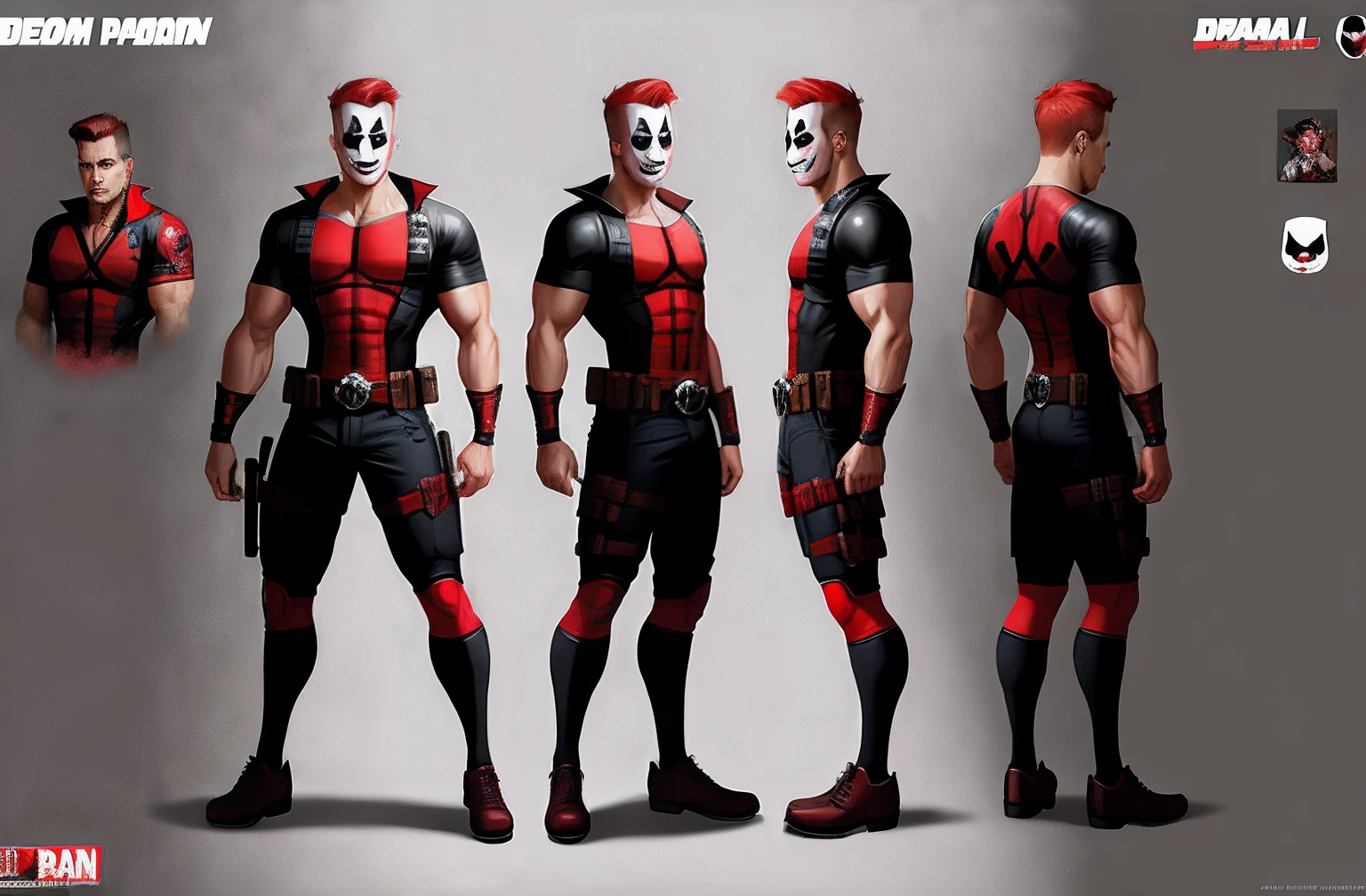 Dead pool, cartoon character style, concept art, 4k