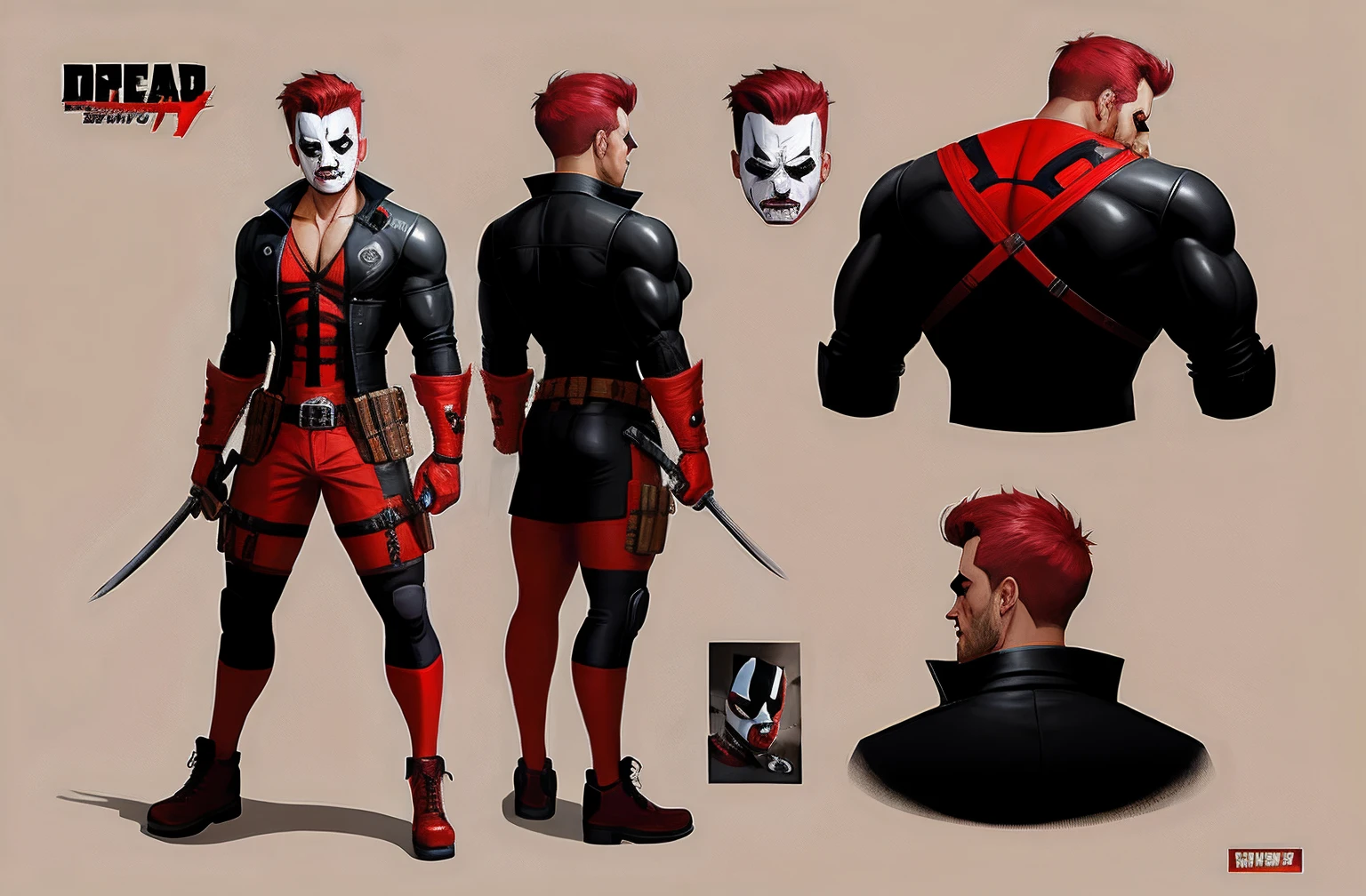 Dead pool, cartoon character style, concept art, 4k