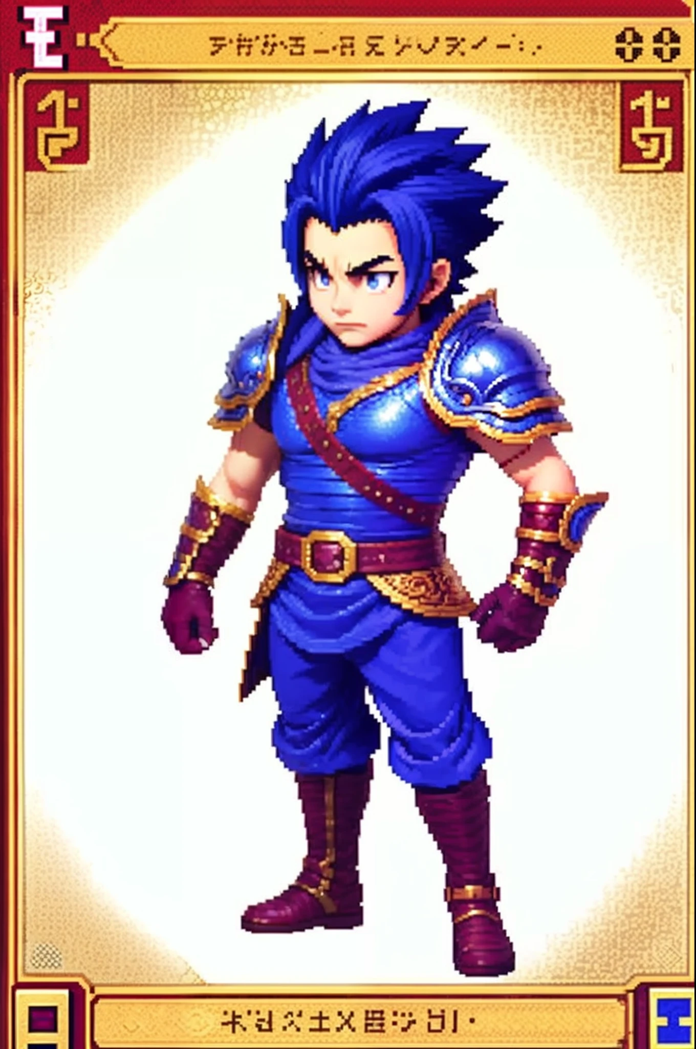 pixel game《dragon quest》,Game character design,(cavalier:1.4),Heavy armor,16-bit pixels