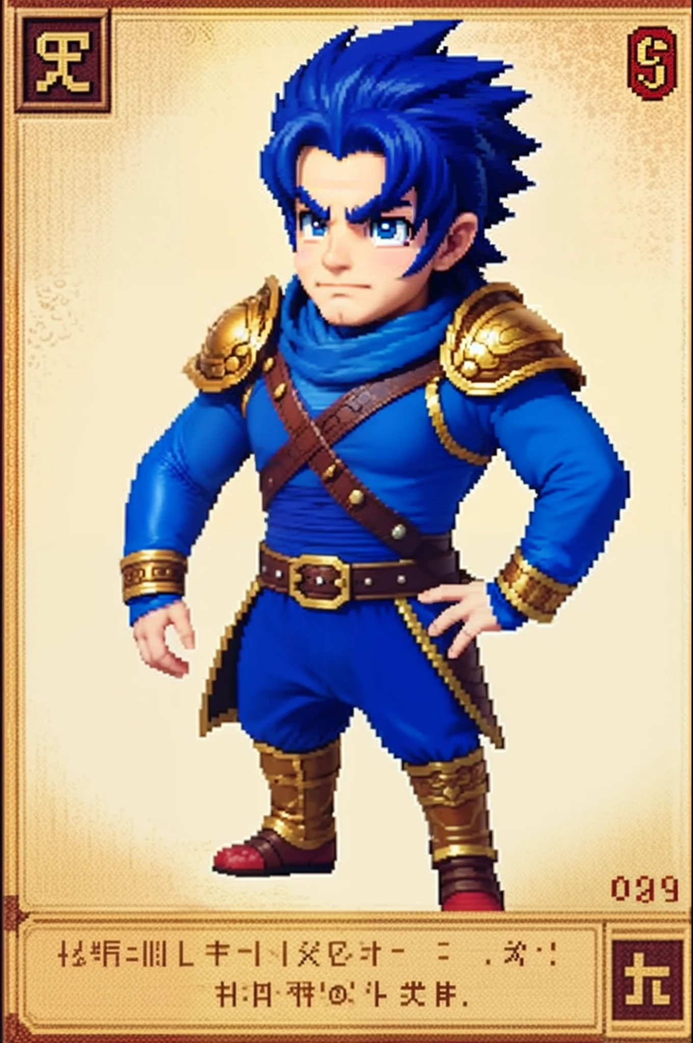 pixel game《dragon quest》，Game character design，（cavalier：1.4），Heavy armor，16-bit pixels
