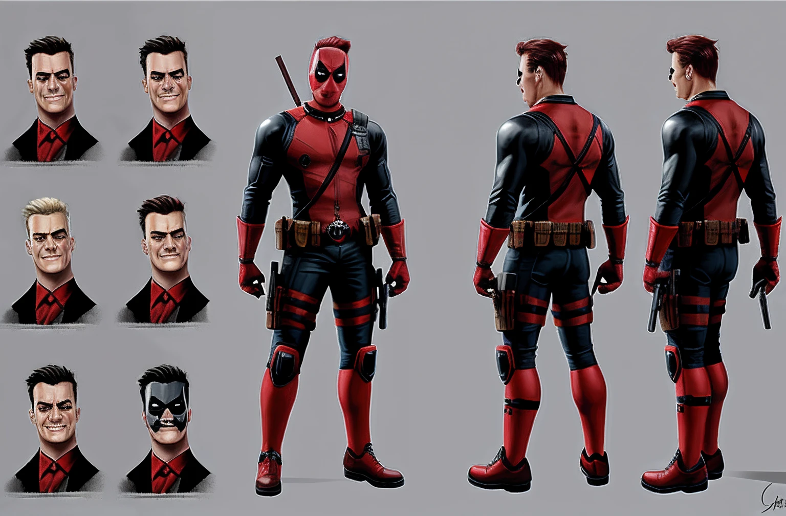 Dead pool, cartoon character style, concept art, 4k