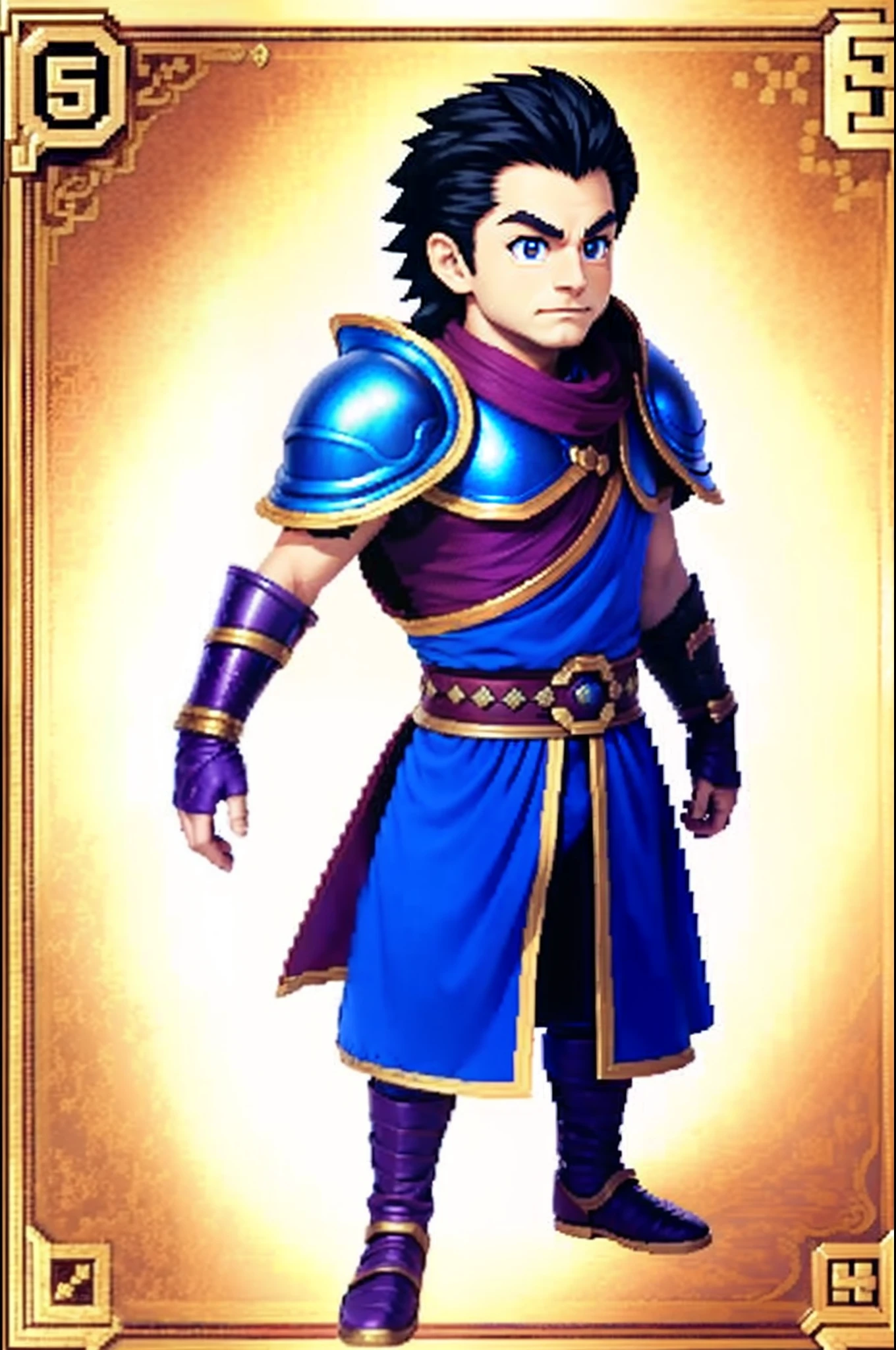 pixel game《dragon quest》，Game character design，（cavalier：1.4），Heavy armor，16-bit pixels