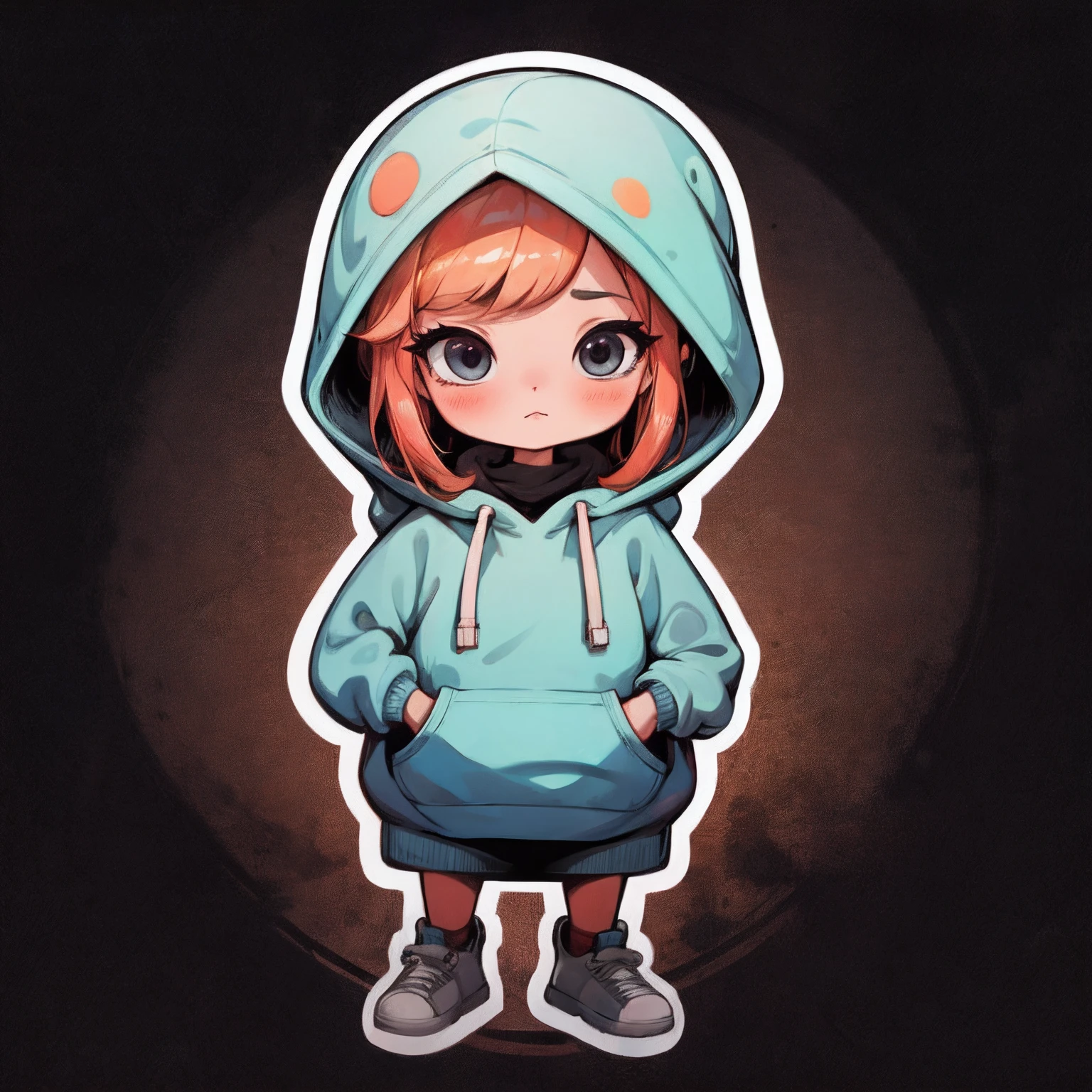 1girl wear hoodie, simple background,