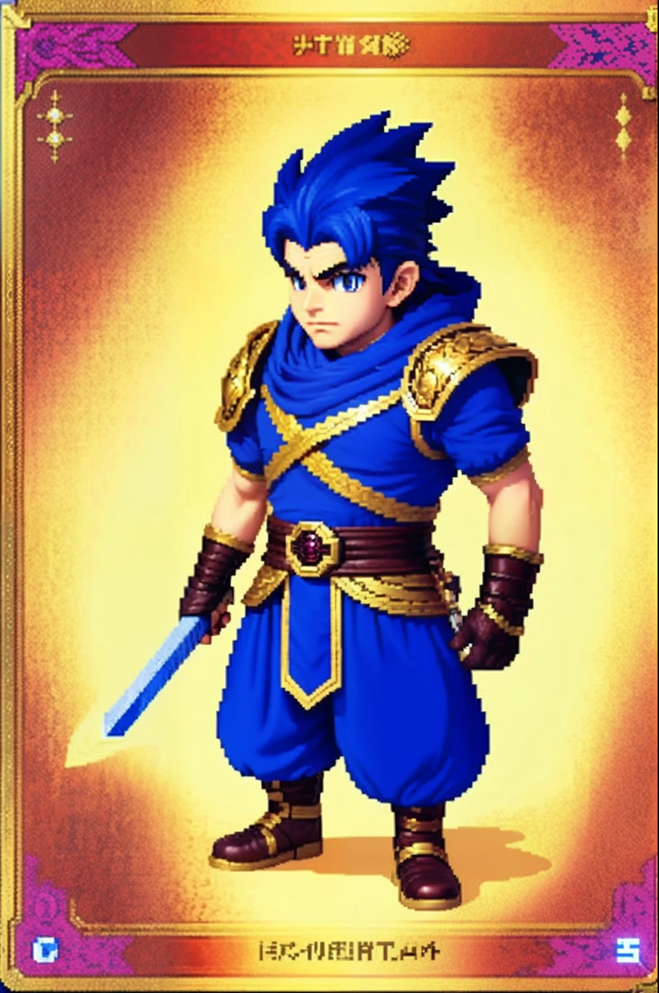 pixel game《dragon quest》，Game character design，（cavalier：1.4），Heavy armor，16-bit pixels