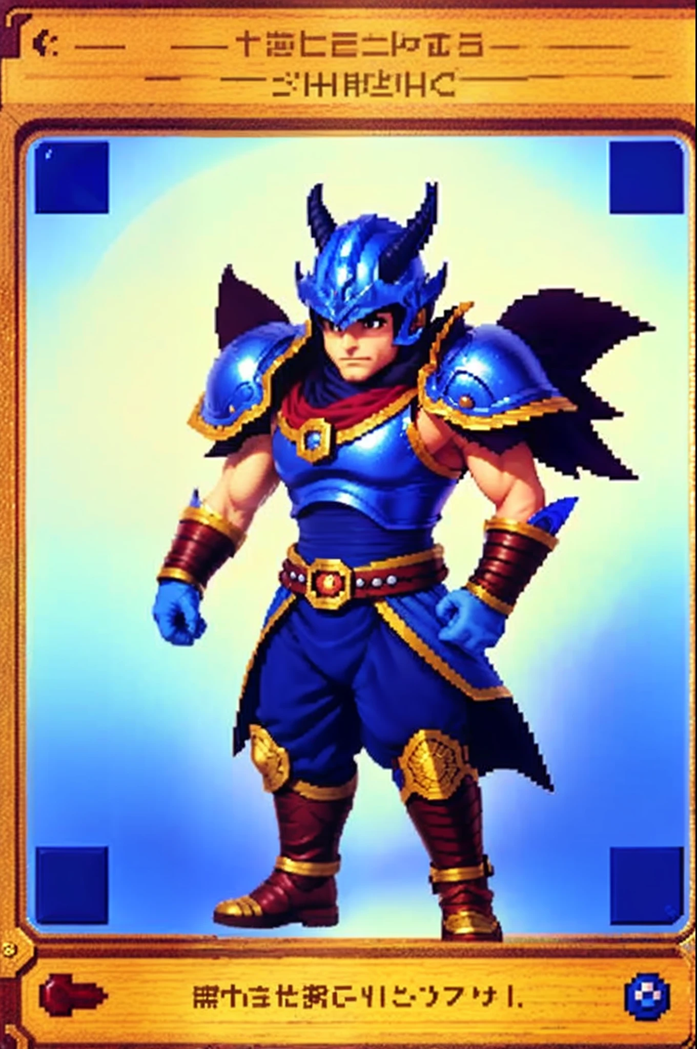 pixel game《dragon quest》,Game character design,(cavalier:1.4),Heavy armor,16-bit pixels