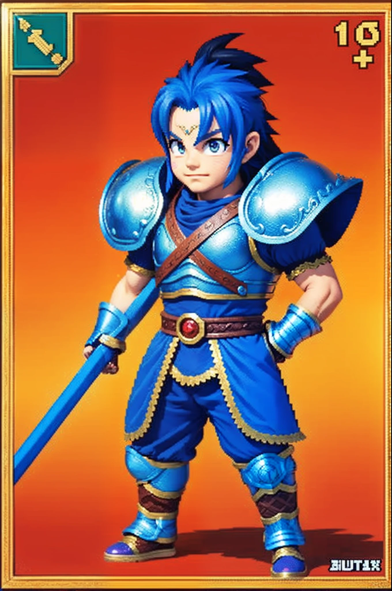 pixel game《dragon quest》,Game character design,(cavalier:1.4),Heavy armor,16-bit pixels