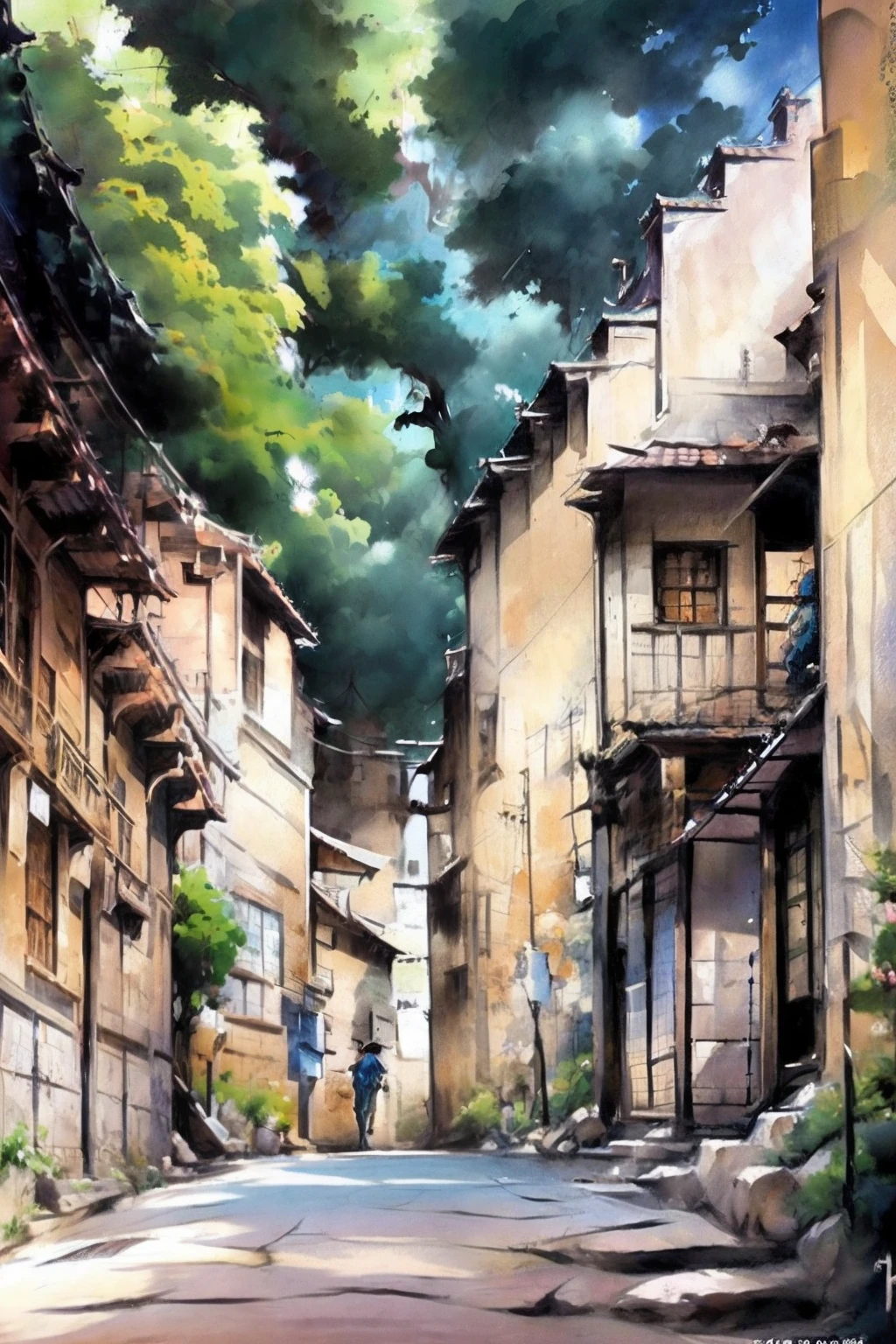 Anime girl with a brush in hand in front of a bookstore, Art not Guweiz style, Estilo Realismo Anime, Guweiz, Retrato estilo anime, retrato bonito do anime, Digital anime illustration, Guweiz em Pixiv ArtStation, pintura de personagem bonita, Guweiz em ArtStation Pixiv, Retrato de uma garota de anime, Retrato de anime