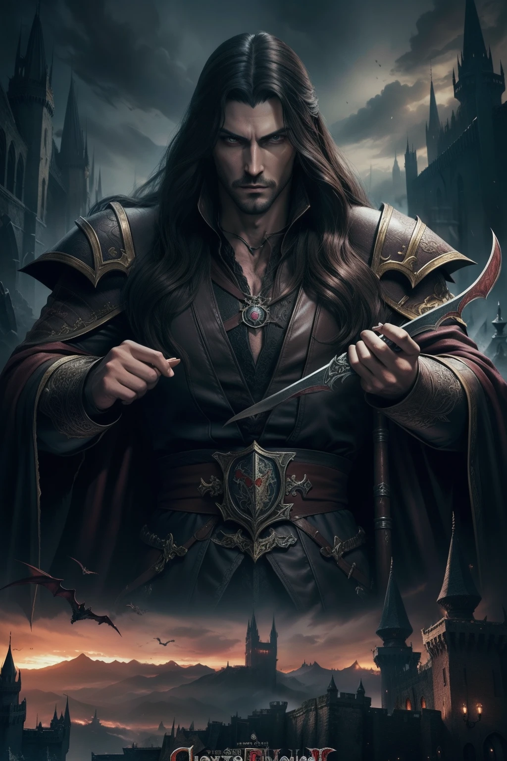 Castlevania Lord of the Shadows revenge and beauty hyper realistic super detailed Dynamic poster advertising masterpiece hyper realistic