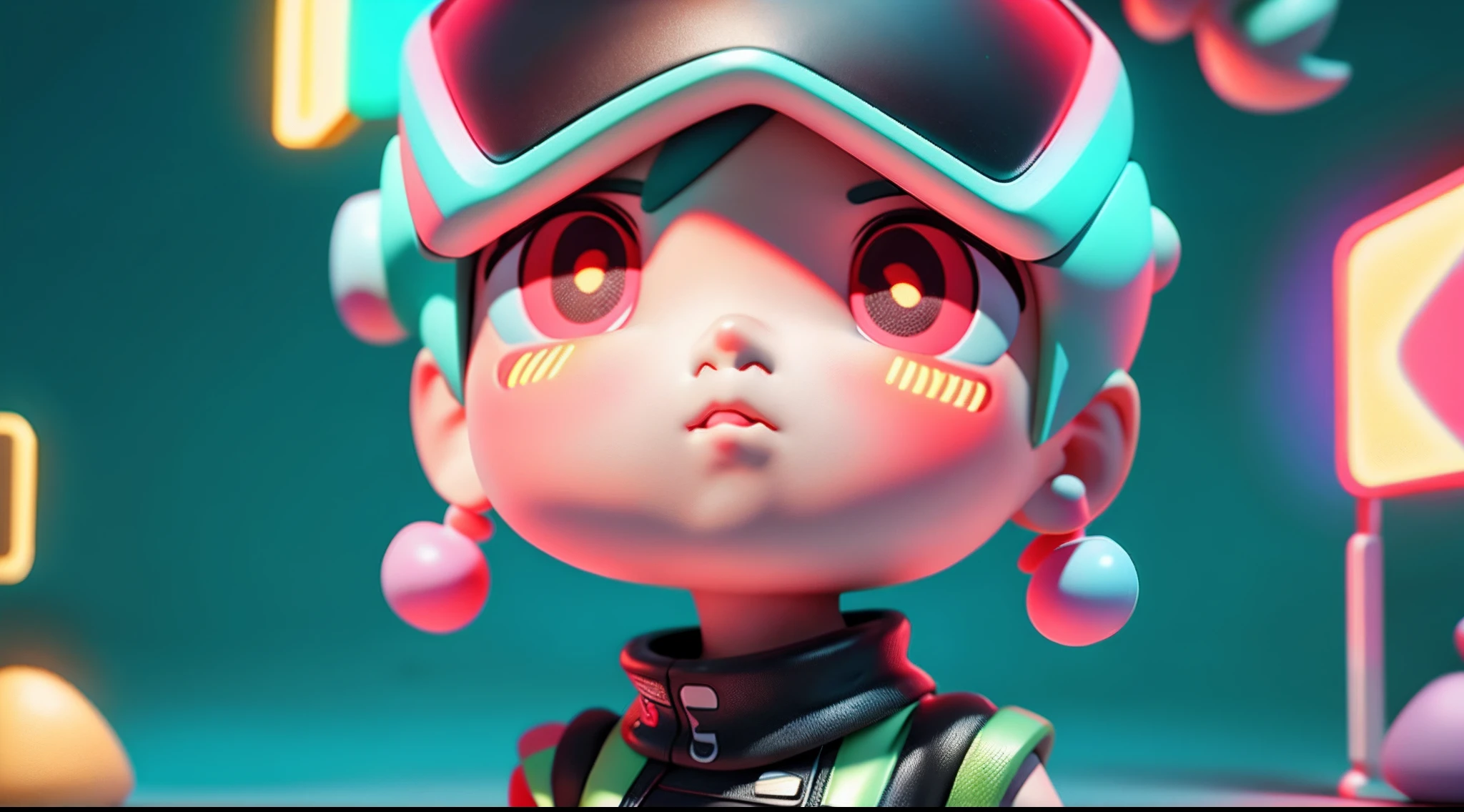 full body,Stand in the middle of the road, Neon street in the background, cute little boy,chibi,, candy color,3D toys, cyberpunk style, octane render --ar3:4--seed1341316513--s180--niji5--style expressive
