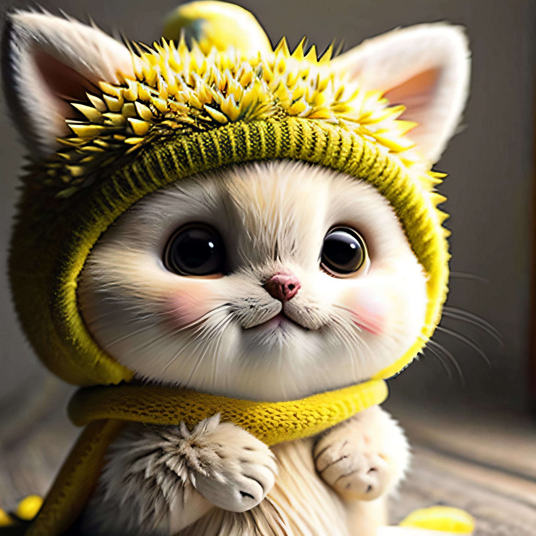 cute yellow hedgehog with cat face