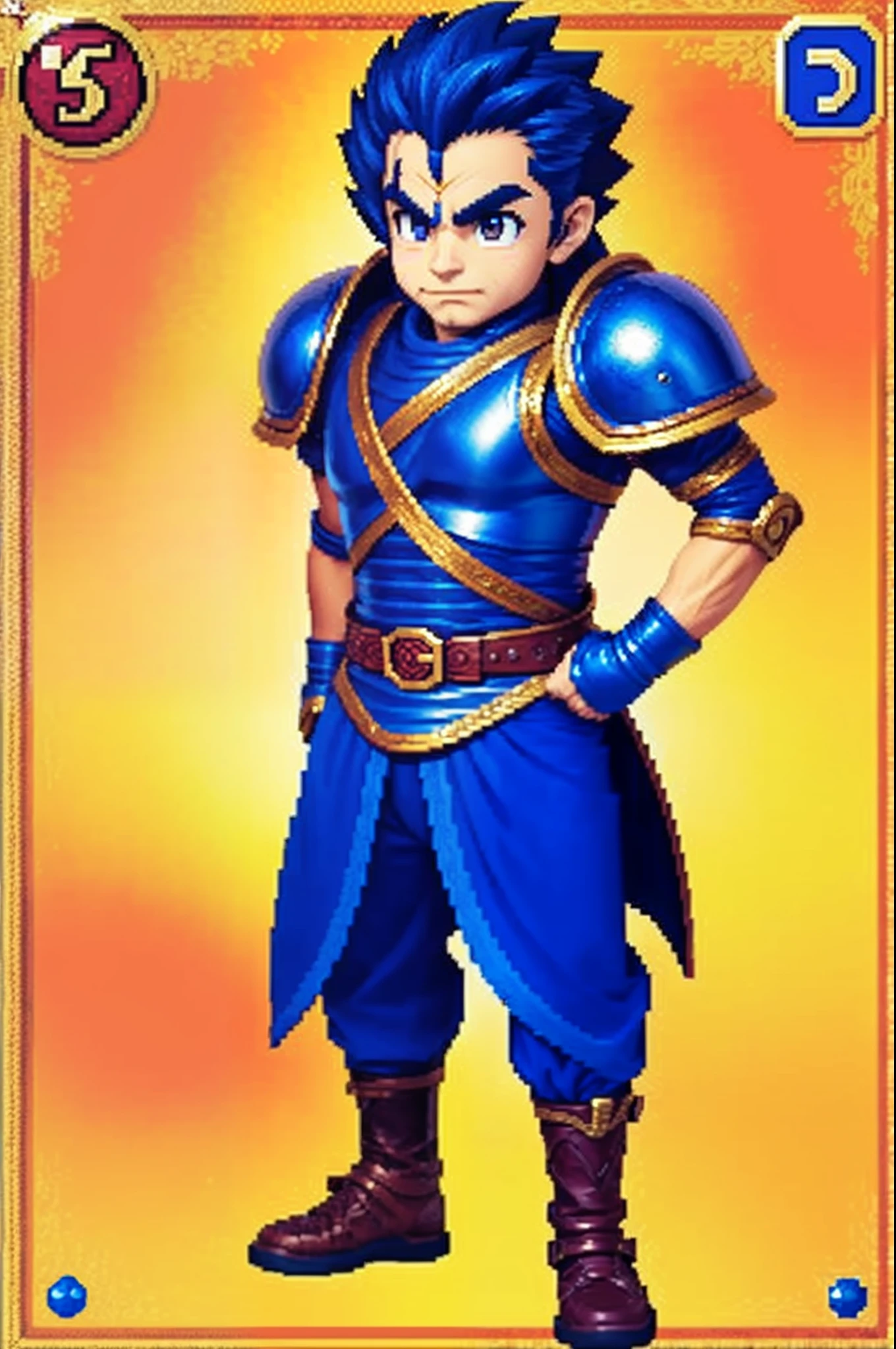 pixel game《dragon quest》，Game character design，（cavalier：1.4），Heavy armor，16-bit pixels