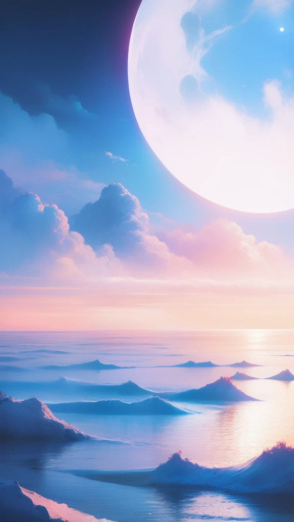 themoon,girl,Inside the clouds,Fly to the sea,The soul soars