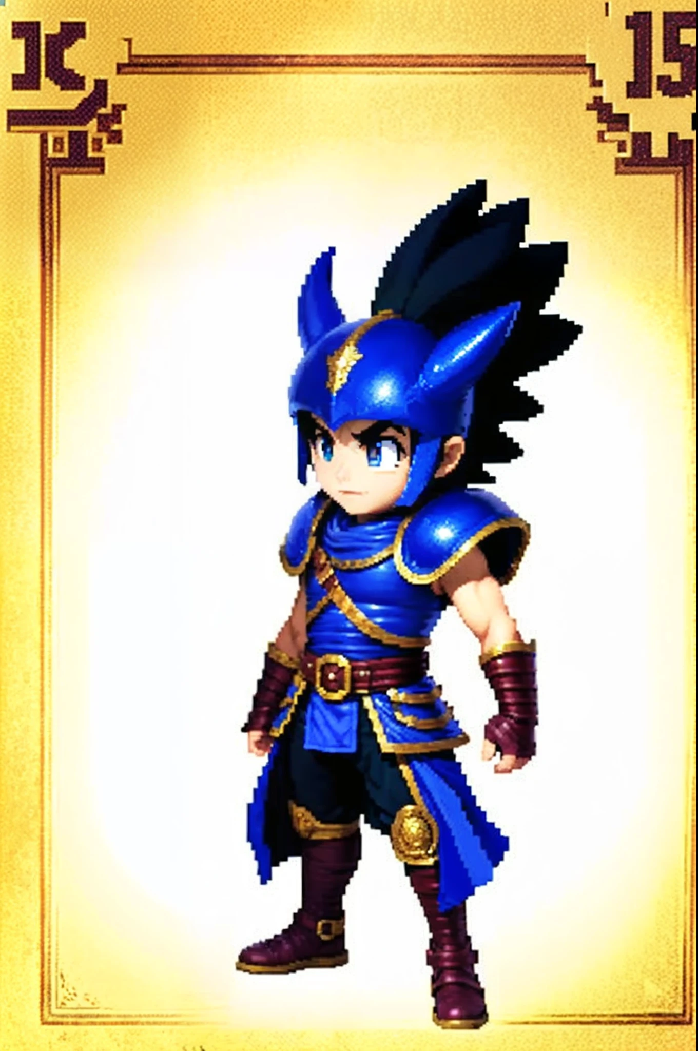 pixel game《dragon quest》，Game character design，（cavalier：1.4），Heavy armor，16-bit pixels