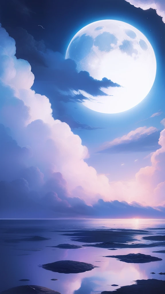 themoon,girl,Inside the clouds,Fly to the sea,The soul soars
