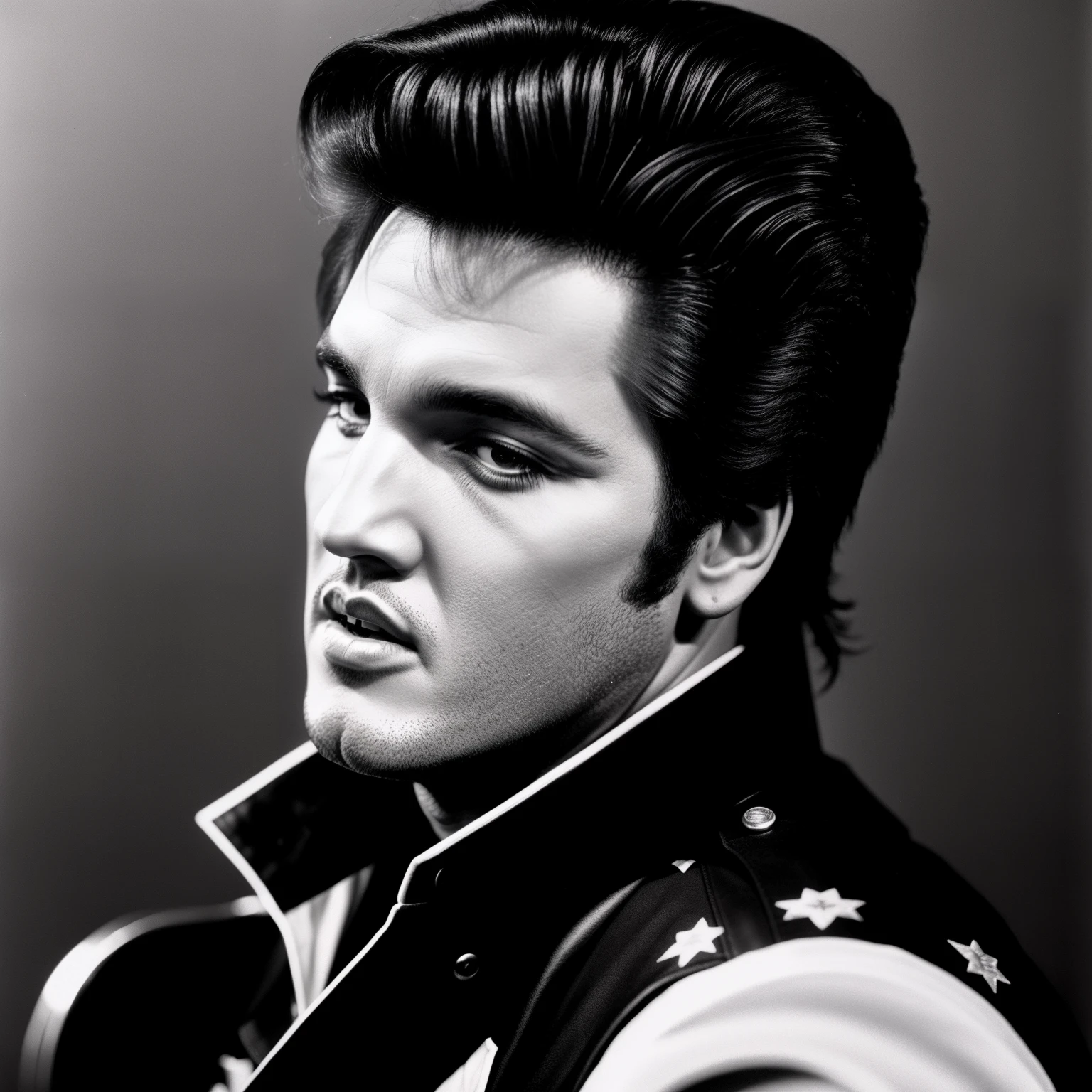 Photo of Elvis Presley, taken with a 50mm lens