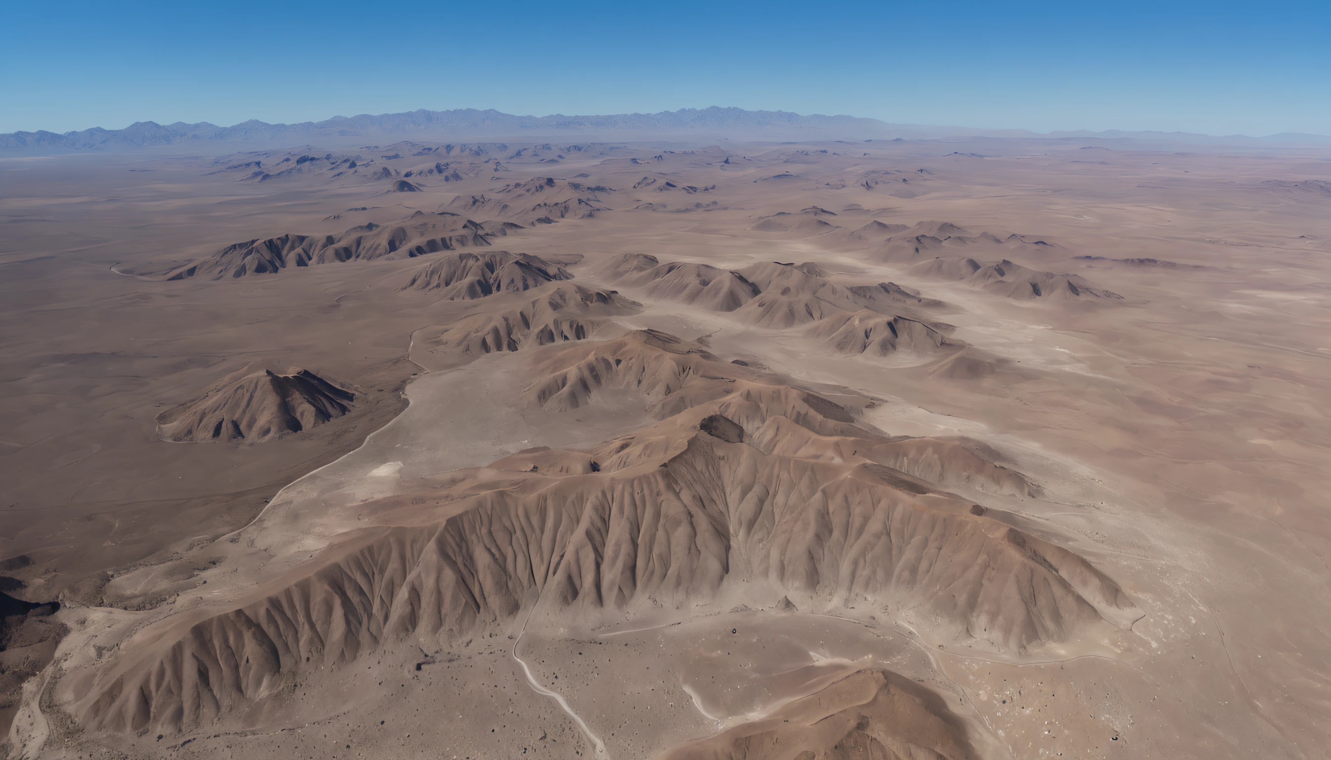 arafed view of a mountain range with a blue sky, andes, amazing alien landscape, stunning alien landscape, most perfect desert on the world, deserts and mountains, the planet is warm with canyons, beautiful alien landscape, brown canyon background, “ aerial view of a mountain, alien breathtaking landscape, chile, an alien landscape view, barren desert landscape, mexican desert, Hypnotic, Club, gouache, portrait, CGsociety, Contrasty, Mosaic, multicoloured colors, Medicalcore, subsurface scattering lighting, 4K