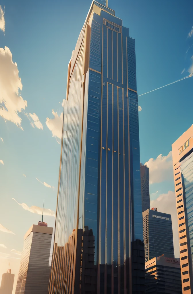 A tall building,Office,On the roof of the building was written the words 'Glory Group',