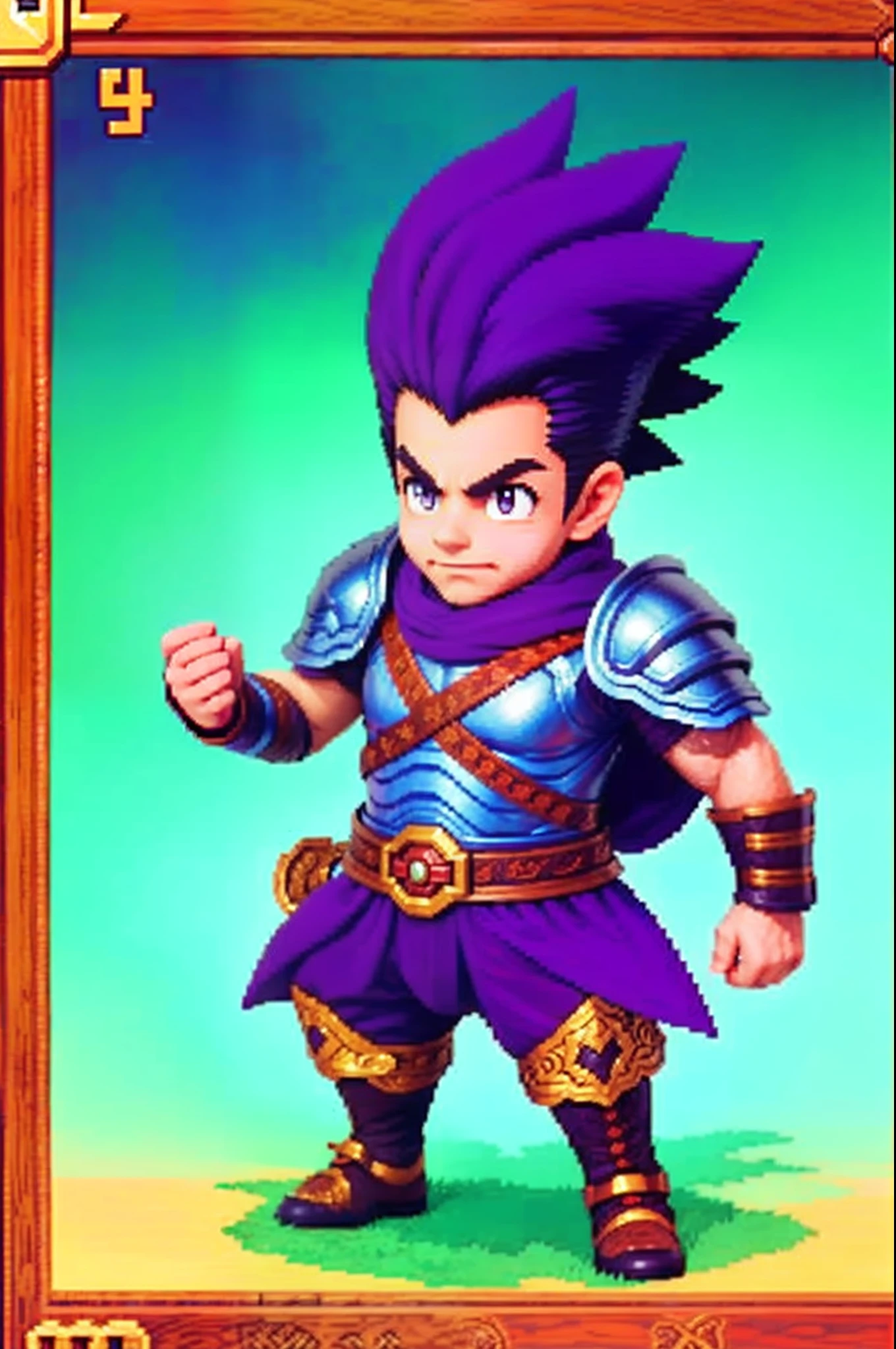 pixel game《dragon quest》，Game character design，（cavalier：1.4），Heavy armor，16-bit pixels