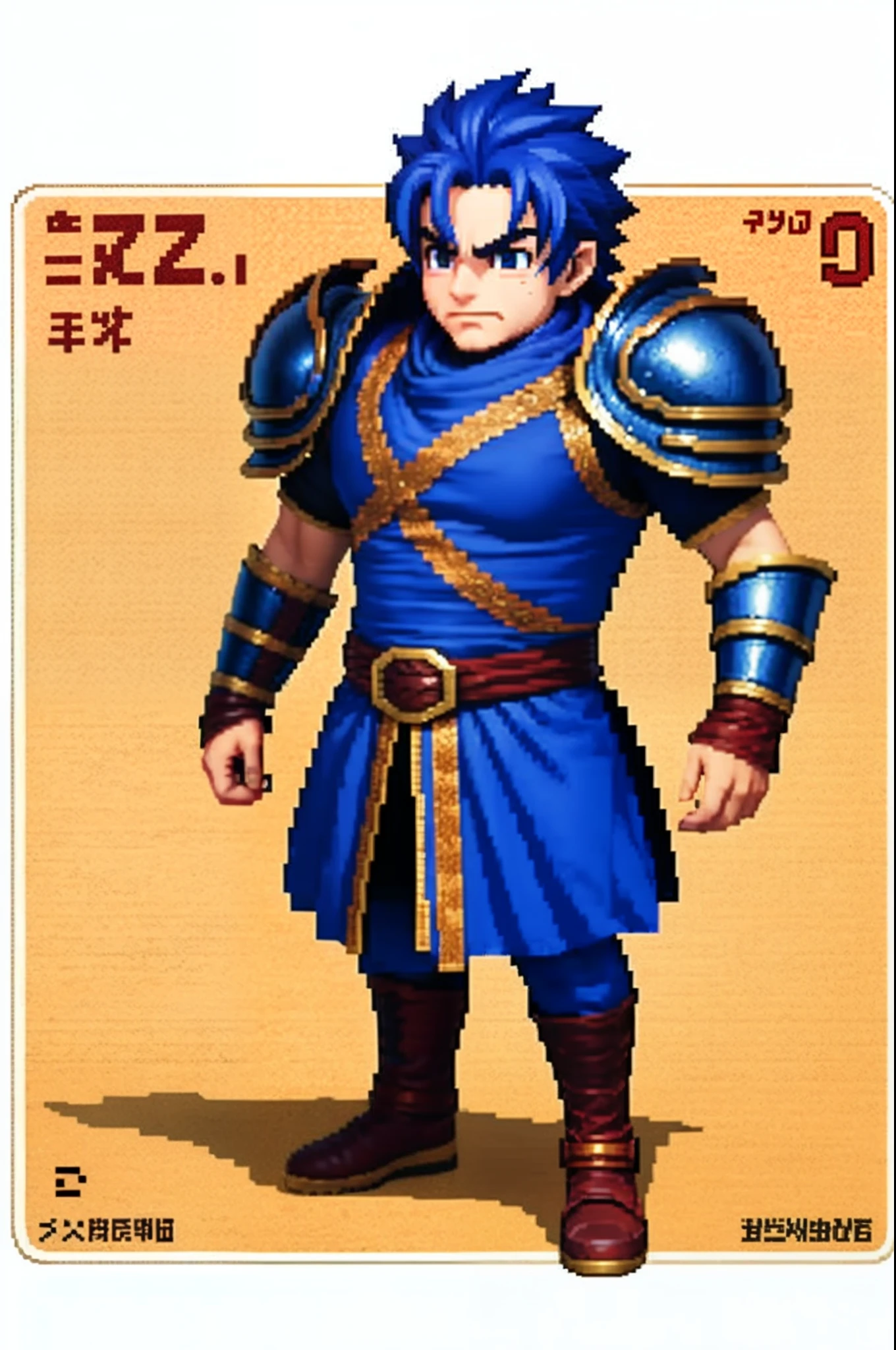 pixel game《dragon quest》,Game character design,(cavalier:1.4),Heavy armor,16-bit pixels