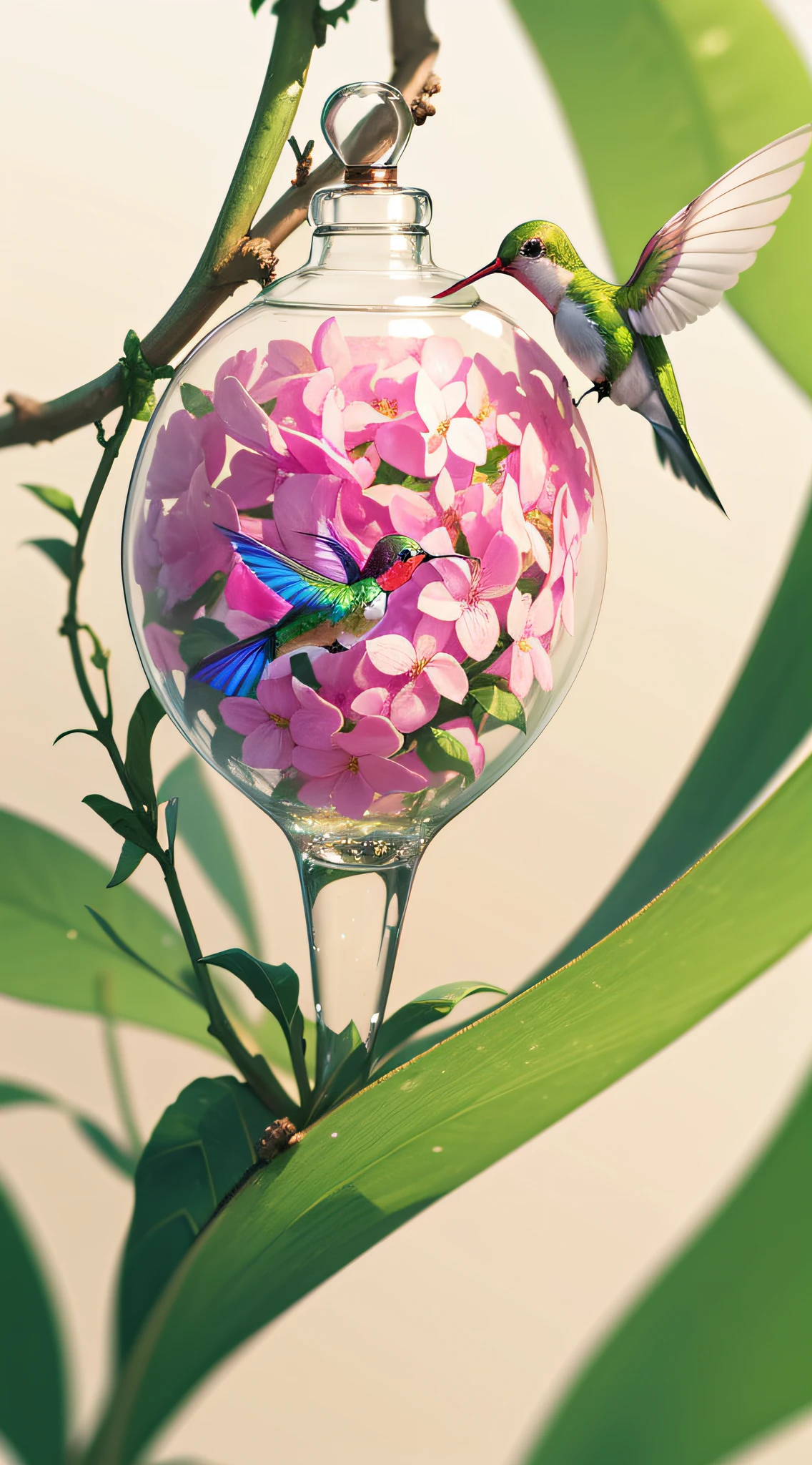 colorful blown glass globe hummingbird feeder +hill design+large ants invading
