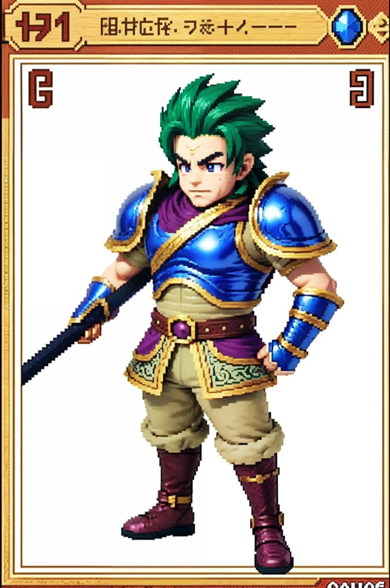 pixel game《dragon quest》，Game character design，（cavalier：1.4），Heavy armor，16-bit pixels