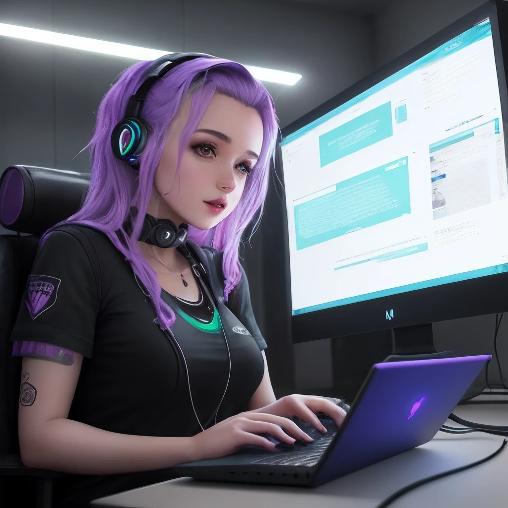 Mulher detalhada estilo ciberpunk