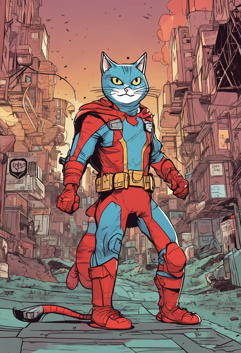 super gato, Superhero cat, studio_Ghibli_anime_estilo de estilo, 2D, caminhando