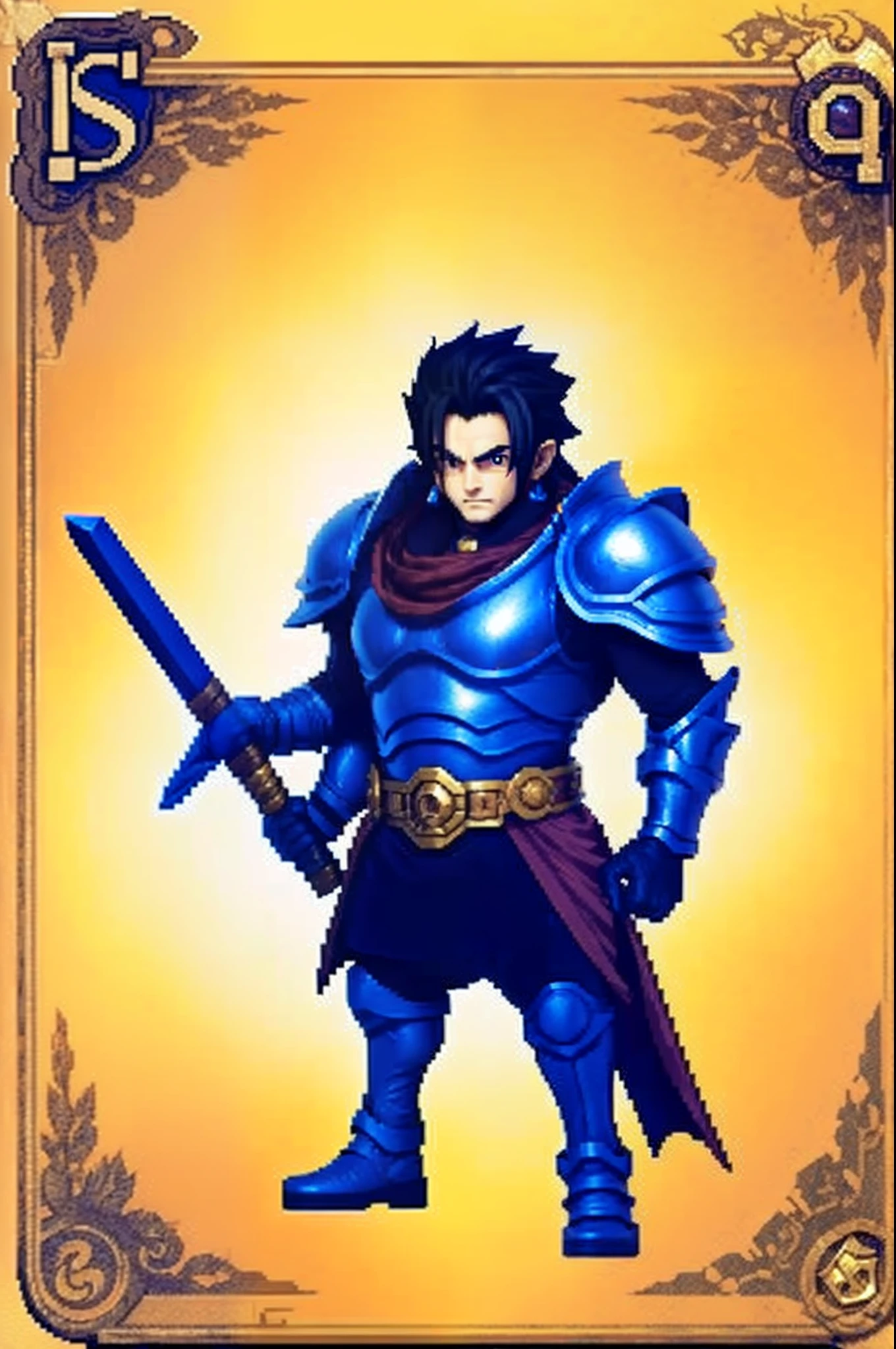 pixel game《dragon quest》，Game character design，（cavalier：1.4），Heavy armor，16-bit pixels