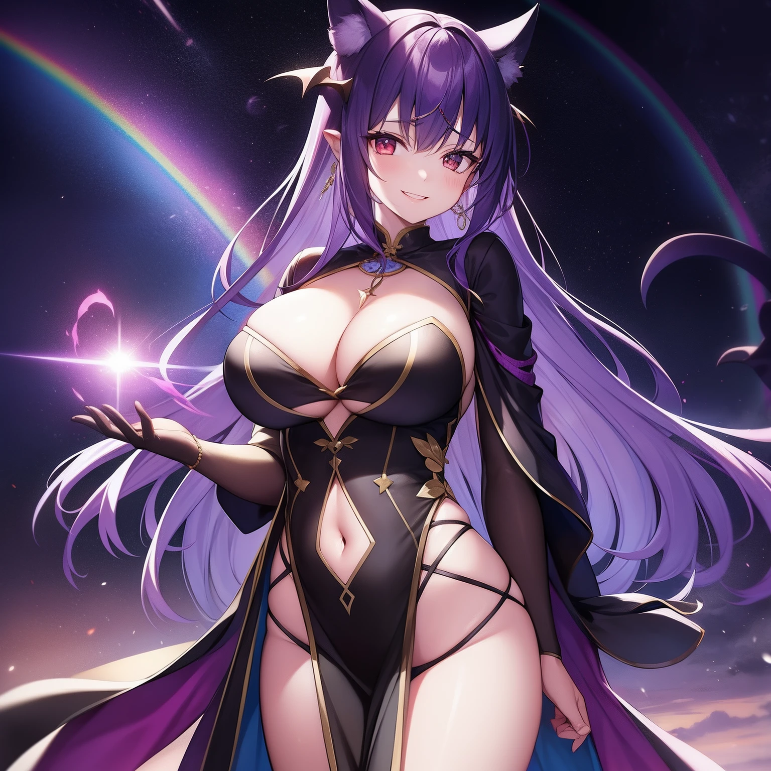 She laughs with a pleasant face, pleasure