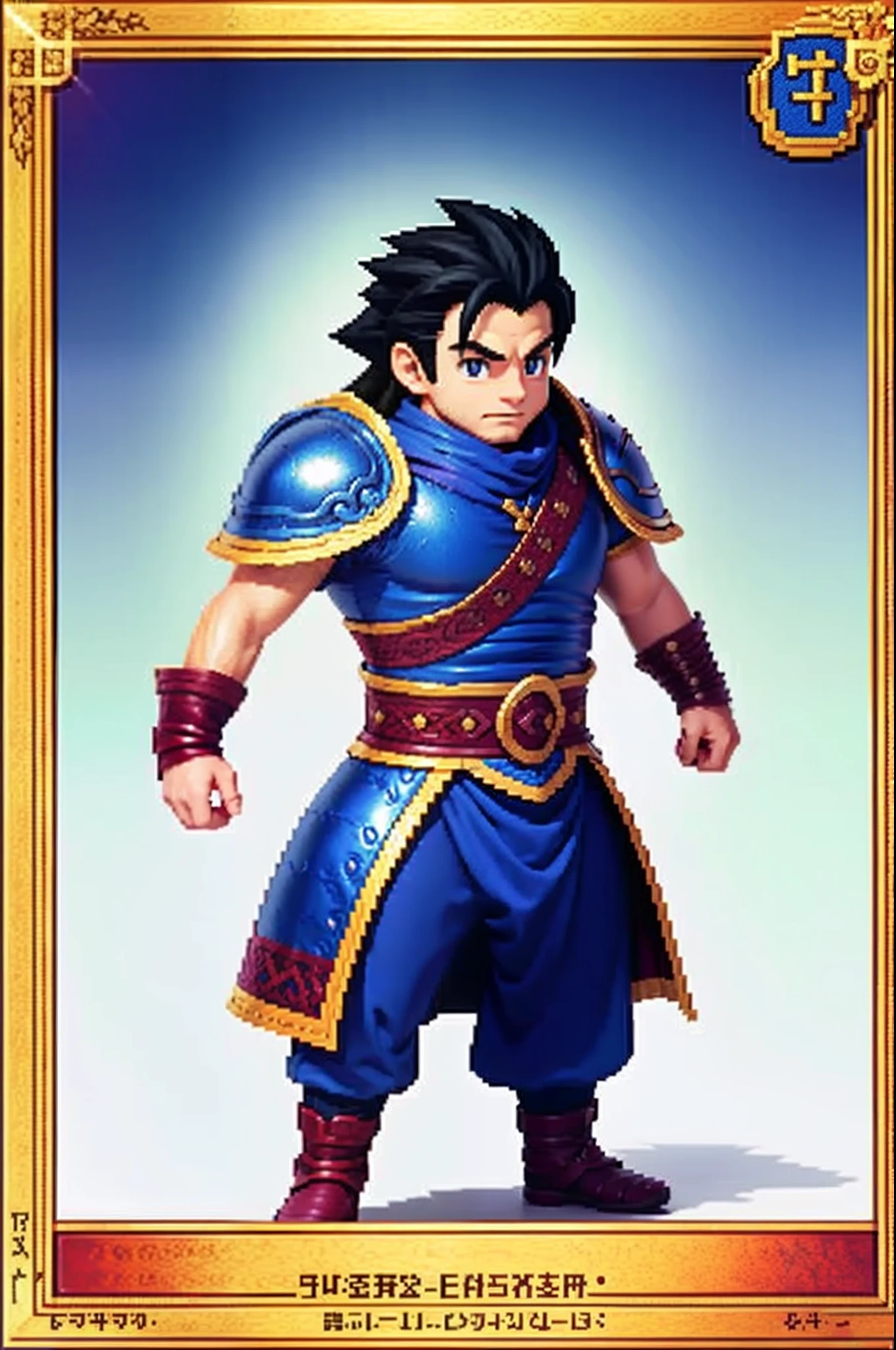 pixel game《dragon quest》，Game character design，（cavalier：1.4），Heavy armor，16-bit pixels